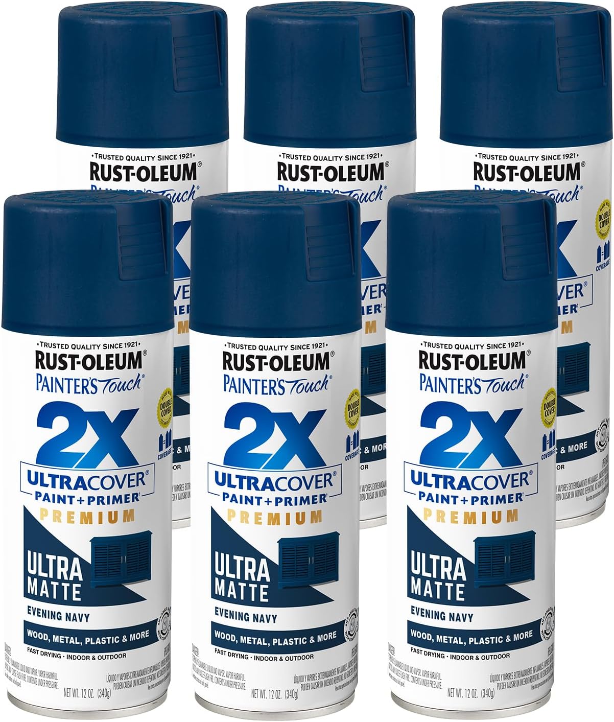 Rust-Oleum 331182 Painter's Touch 2X Ultra Cover Spray Paint, 12 oz, Ultra Matte Black