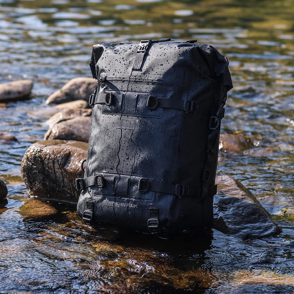 Rhinowalk Motorcycle Tail Bag Motorbike Side Bag 8L Full Waterproof Motor Saddle Pannier Bag Rear Rack Trunk Professional Motor Accessories-Black