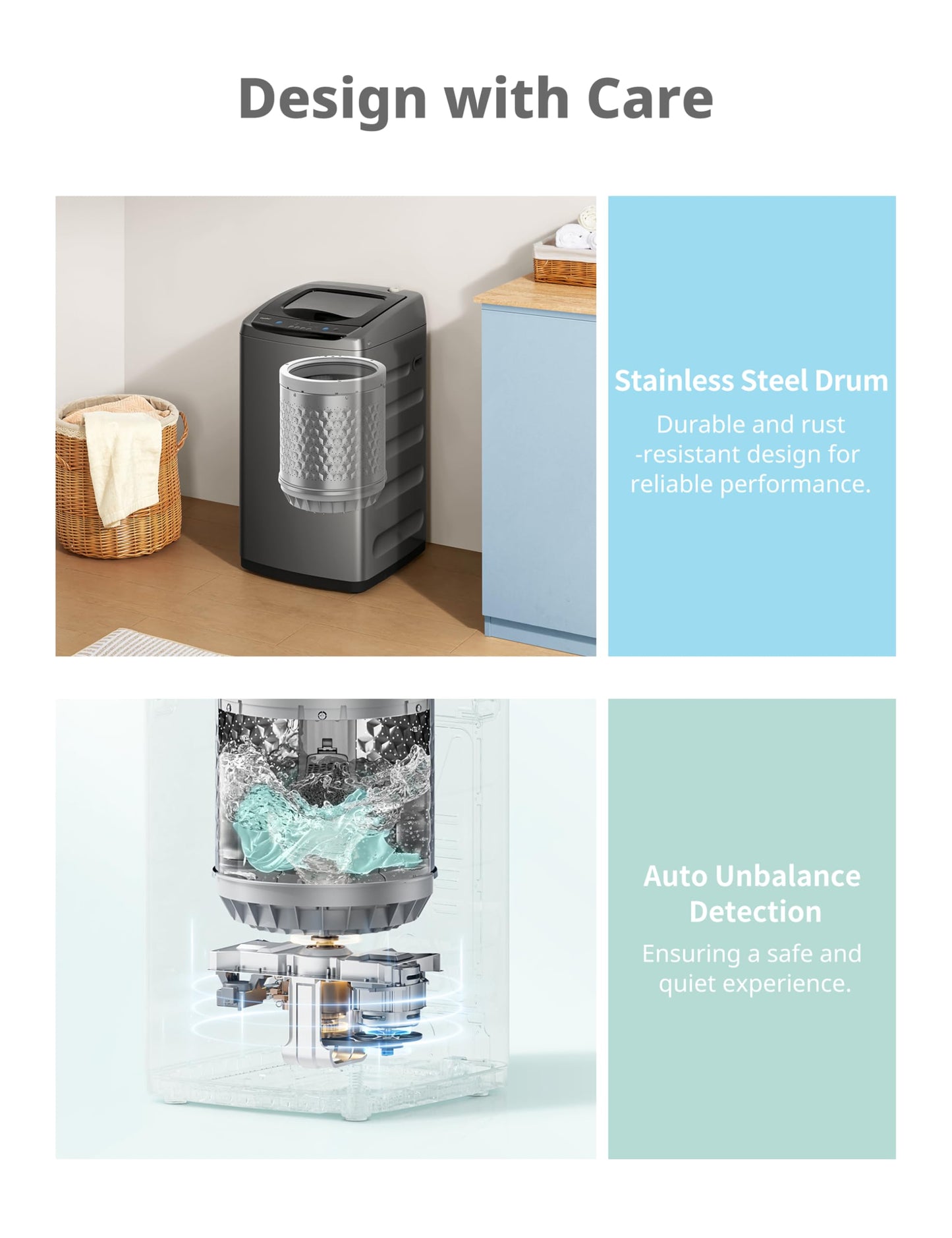 Comfee Portable Washing Machine, 0.9 cu.ft Compact Washer With LED Display, 5 Wash Cycles, 2 Built-in Rollers, Space Saving Full-Automatic Washer
