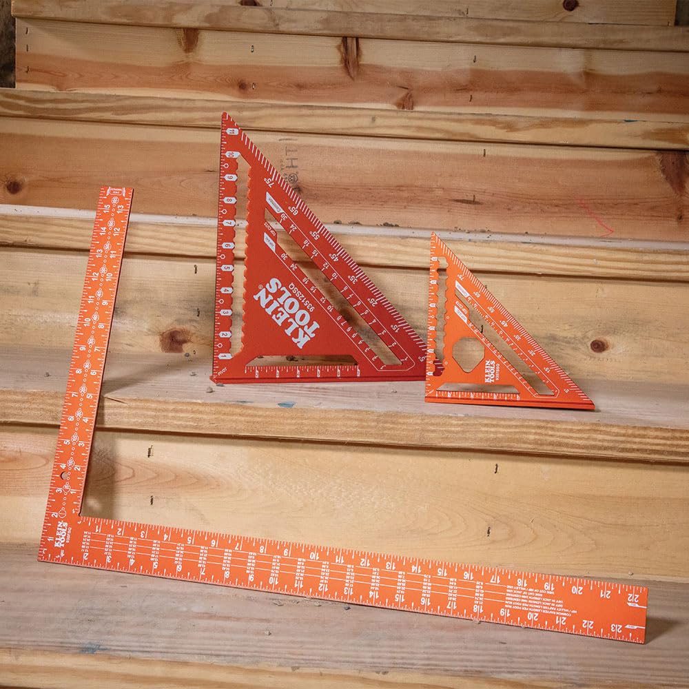 Klein Tools 935FSQ Framing Square, 24-Inch x 16-Inch, L Shape Carpenter Woodworking Tool with Laser Etched Rafter Tables and Octagon Scales
