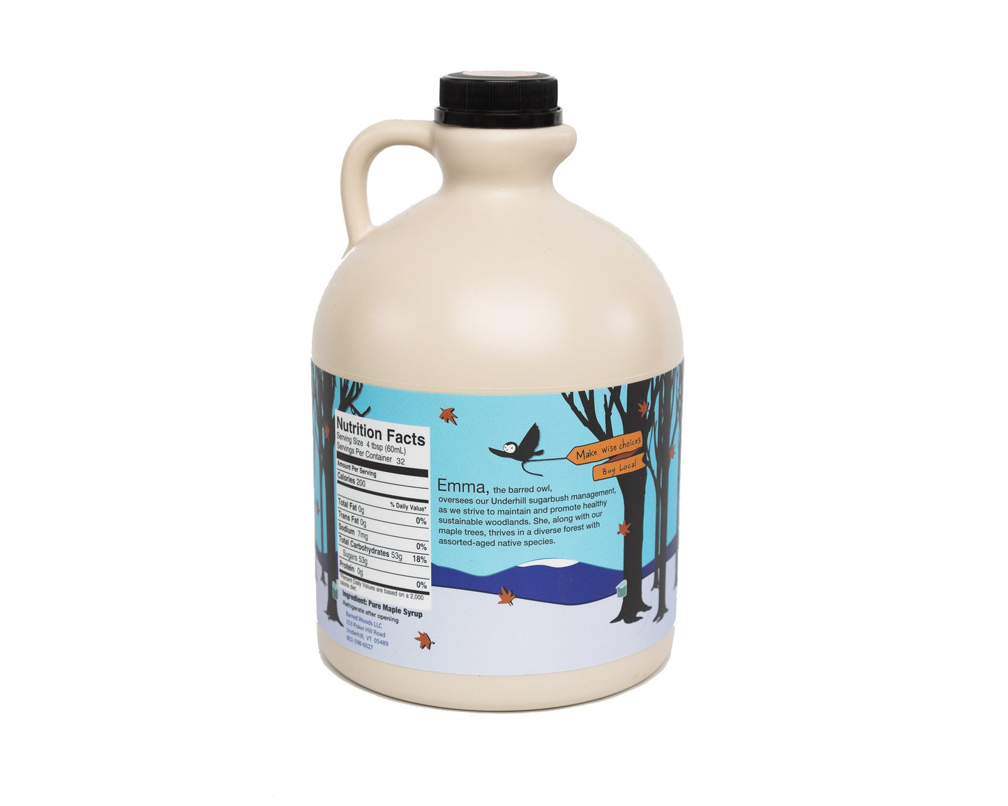 Organic Vermont Maple Syrup - Pure and All Natural - One Pint Jug (16 oz) - Grade A Amber Rich - From Barred Woods Maple