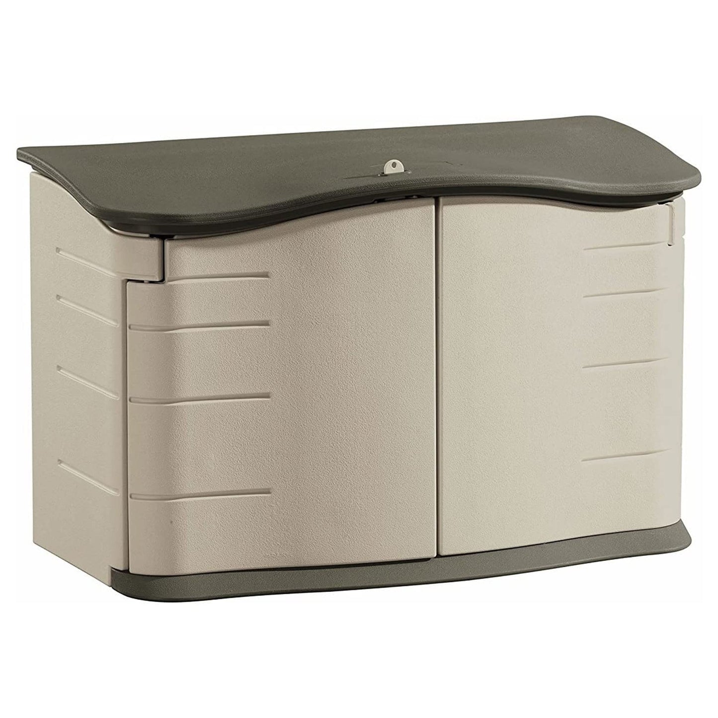 Rubbermaid Small Horizontal Resin Outdoor Storage Shed With Floor (4.5 x 3 Ft) Weather Resistant, Beige/Brown, Organization for Home/Backyard/Pool Chemicals/Toys/Garden Tools/Porch/Patio Cushions