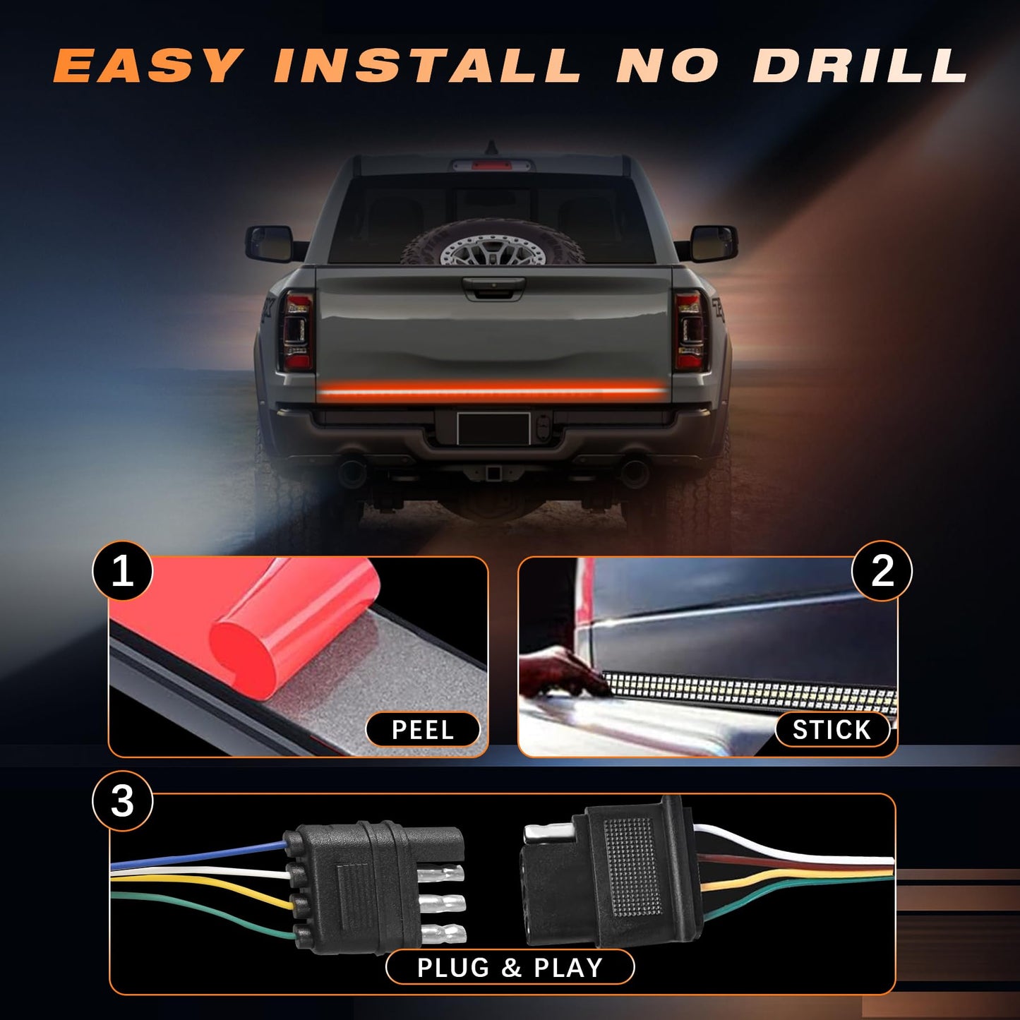 60 Inch LED Tailgate Light Bar with Reverse & Sequential Turn Signals for Truck