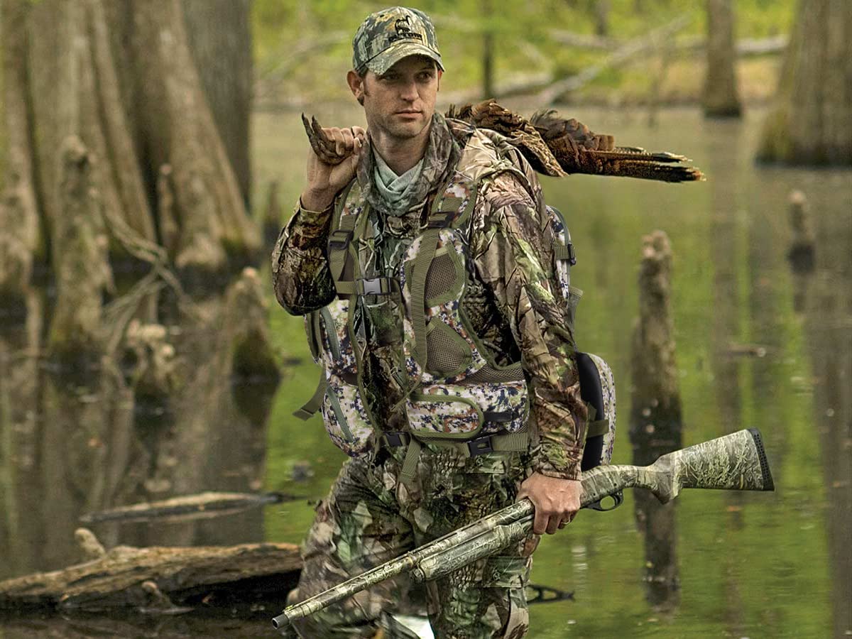 UIIHUNT Turkey Vest with Seat: Lightweight Turkey Hunting Vest with Game Pouch, Adjustable Turkey Hunting Gear Accessories