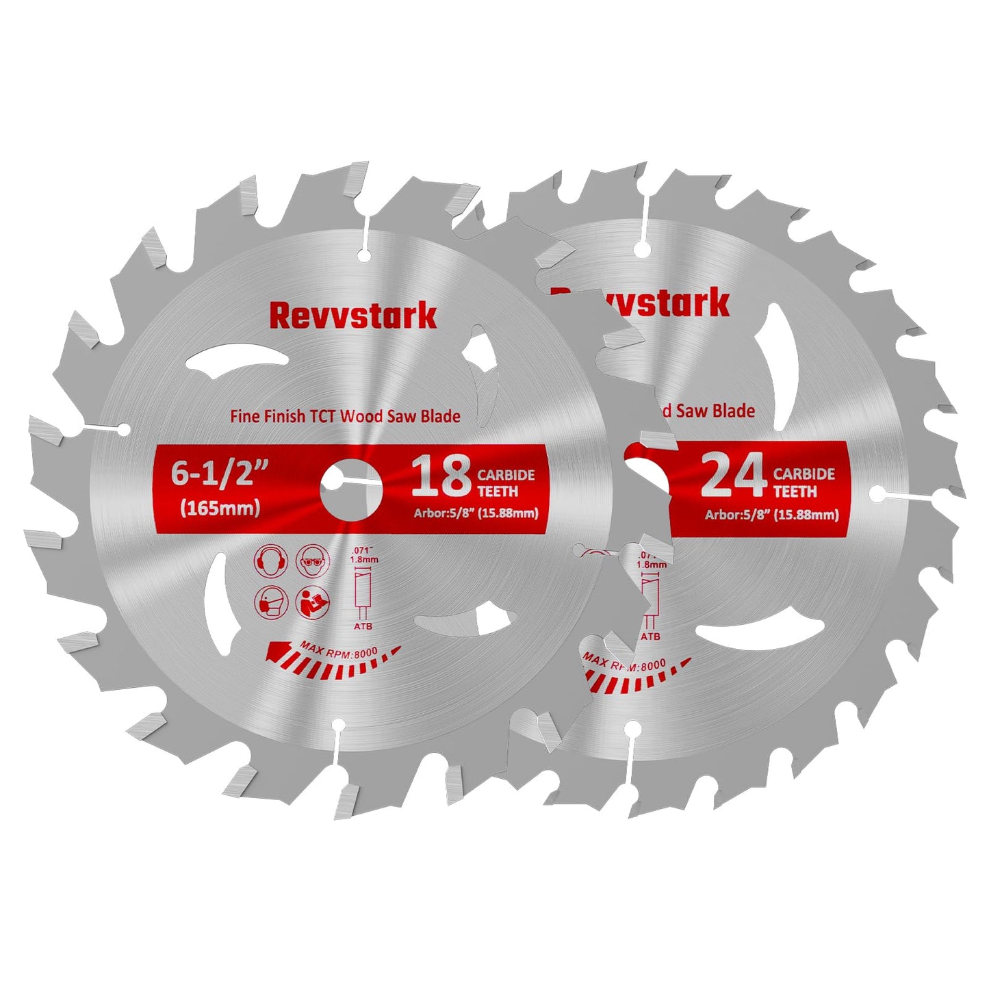 Circular Saw Blade 6-1/2" 24T&60T, Carbide Tipped Teeth, TCT Saw Blades for Cutting Various Wood, Plastic and Composite Materials, 5/8" Arbor, Fit Dewalt Craftsman Ryobi Milwaukee