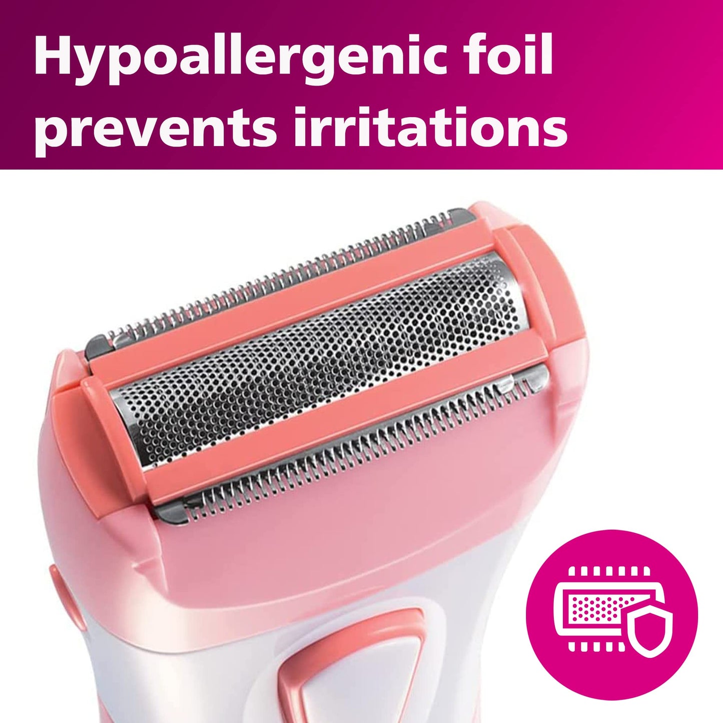 Philips SatinShave Essential Women’s Wet & Dry Electric Shaver for Legs & Body, Cordless, with Hypoallergenic Foil, HP6306/50