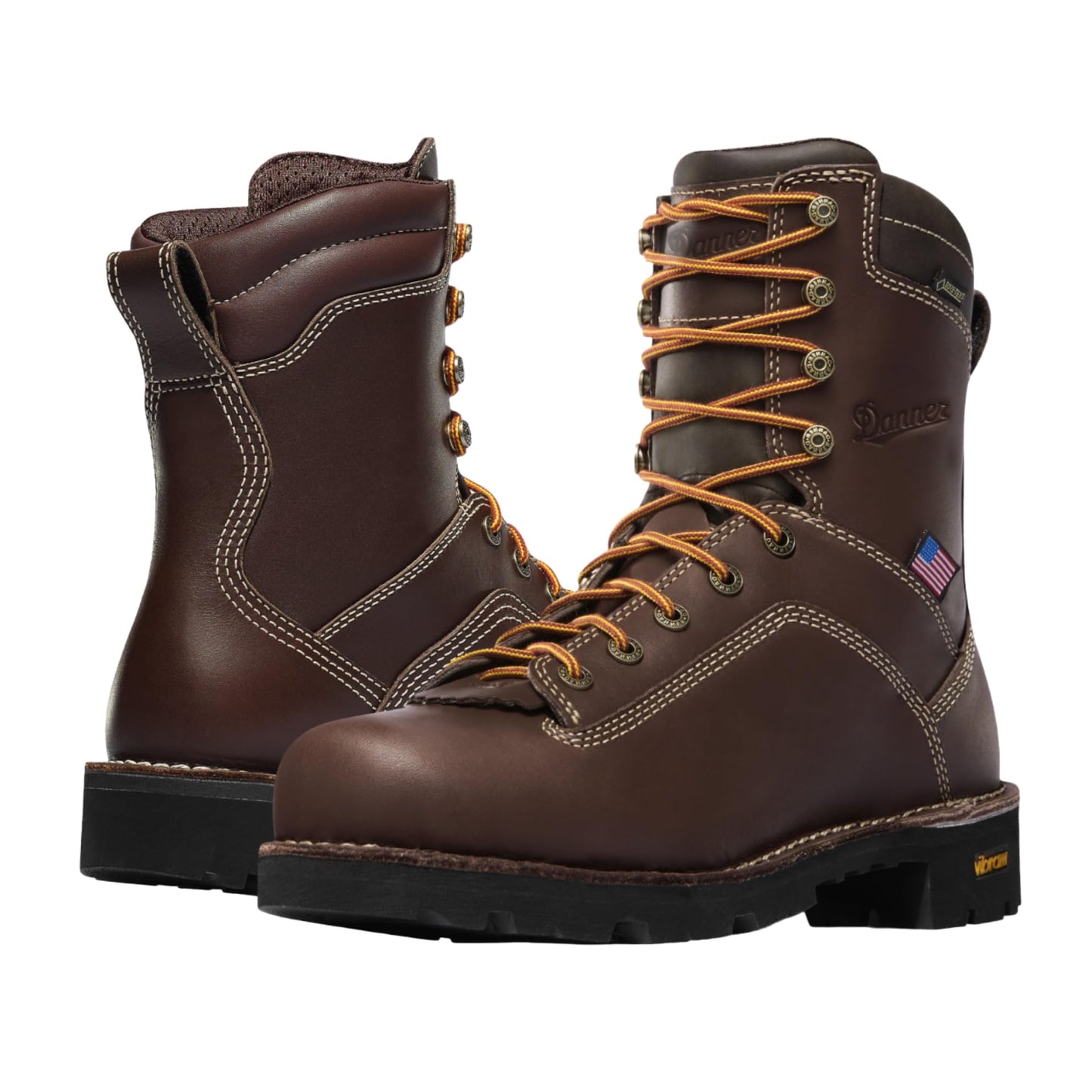 Danner 8” Quarry USA Waterproof Alloy Safety Toe Work Boots for Men - Full-Grain Leather with Gore-Tex Lining and Traction Heel Outsole, EH Resistant