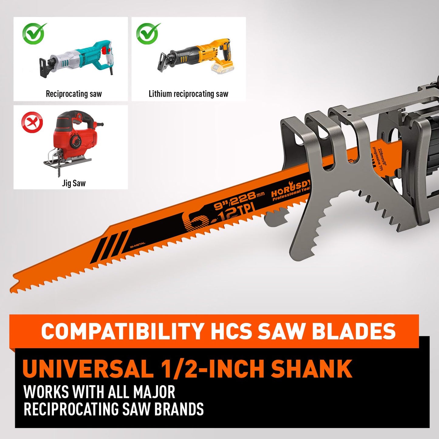 HORUSDY 10-Piece Reciprocating Saw Blades Set, Metal & Woodcutting Saw Blades