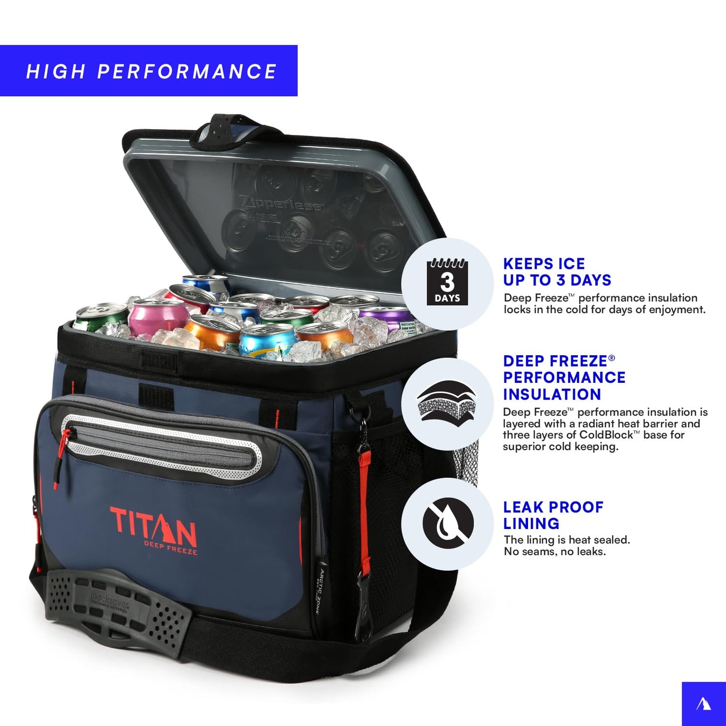 Titan Deep Freeze Cooler Zipperless Hardbody Cooler - Deep Freeze Insulation, HardBody Liner, and SmartShelf