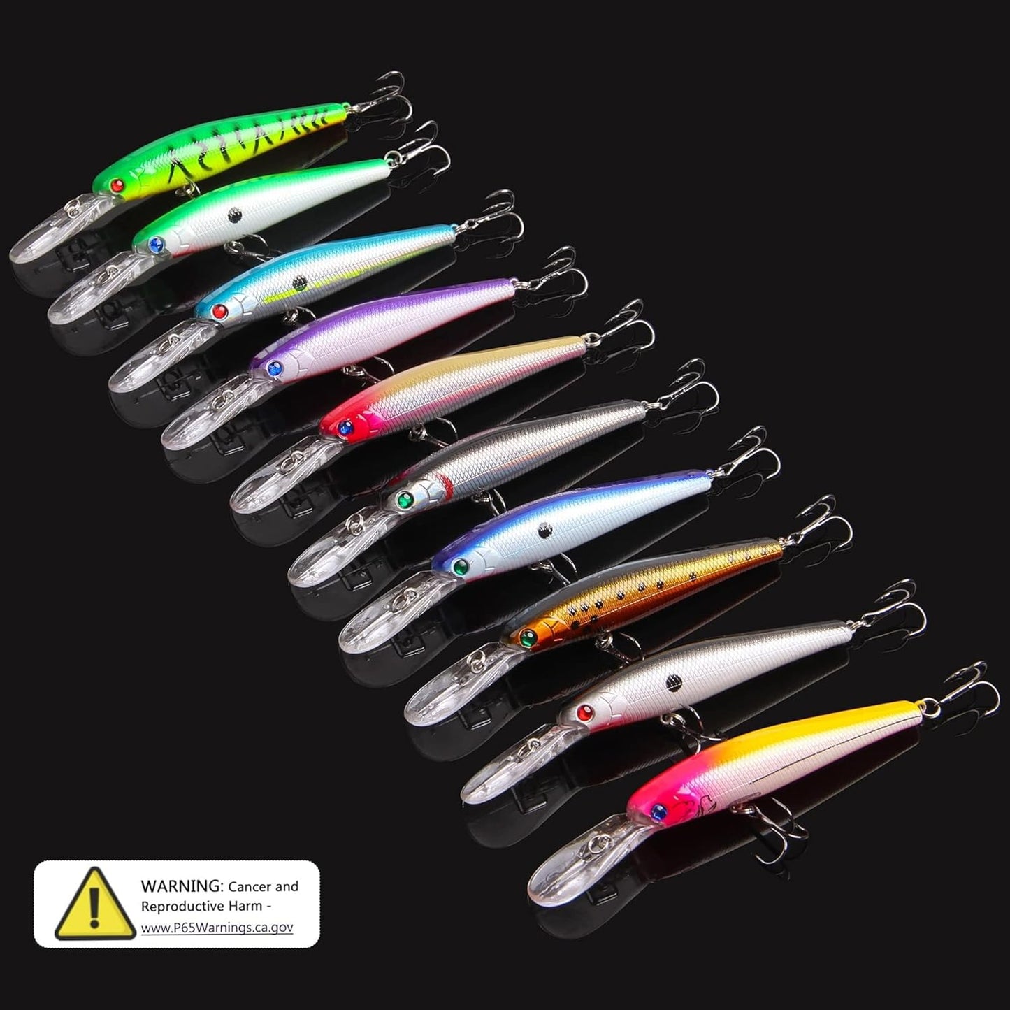 Minnow Fishing Lures Hard Baits, 10pcs Lifelike Swimbaits for Bass Fishing Diving Jerkbait Sinking Lures with Treble Hooks for Walleye Trout Catfish Redfish Pike Saltwater Freshwater