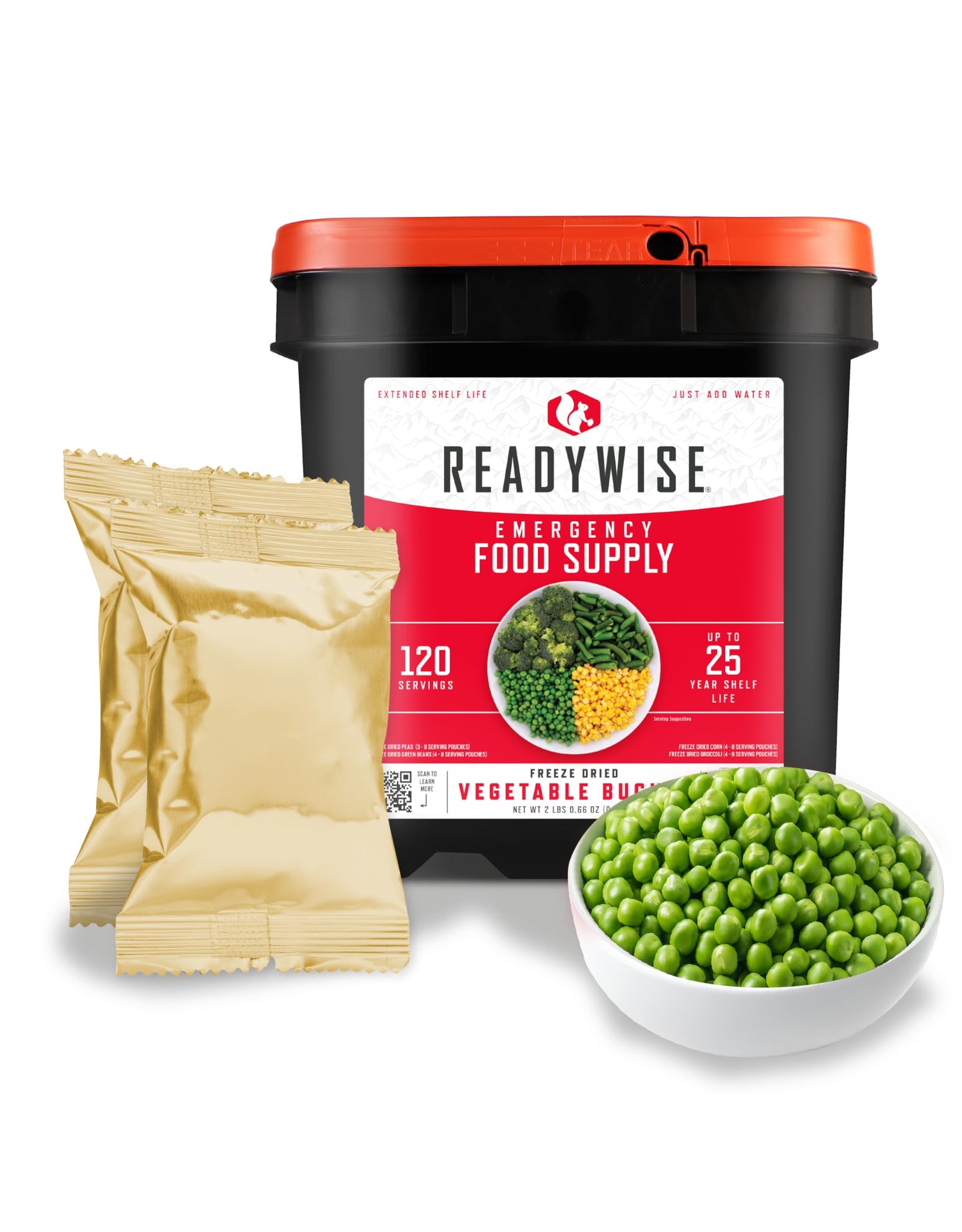 READYWISE - Emergency Food Supply Bucket, 120 Servings, MRE Meal Food Supply, Premade, Freeze Dried Survival Rations for Hiking, Adventure & Camping Essentials, Individually Packaged, 25 Year Shelf Life