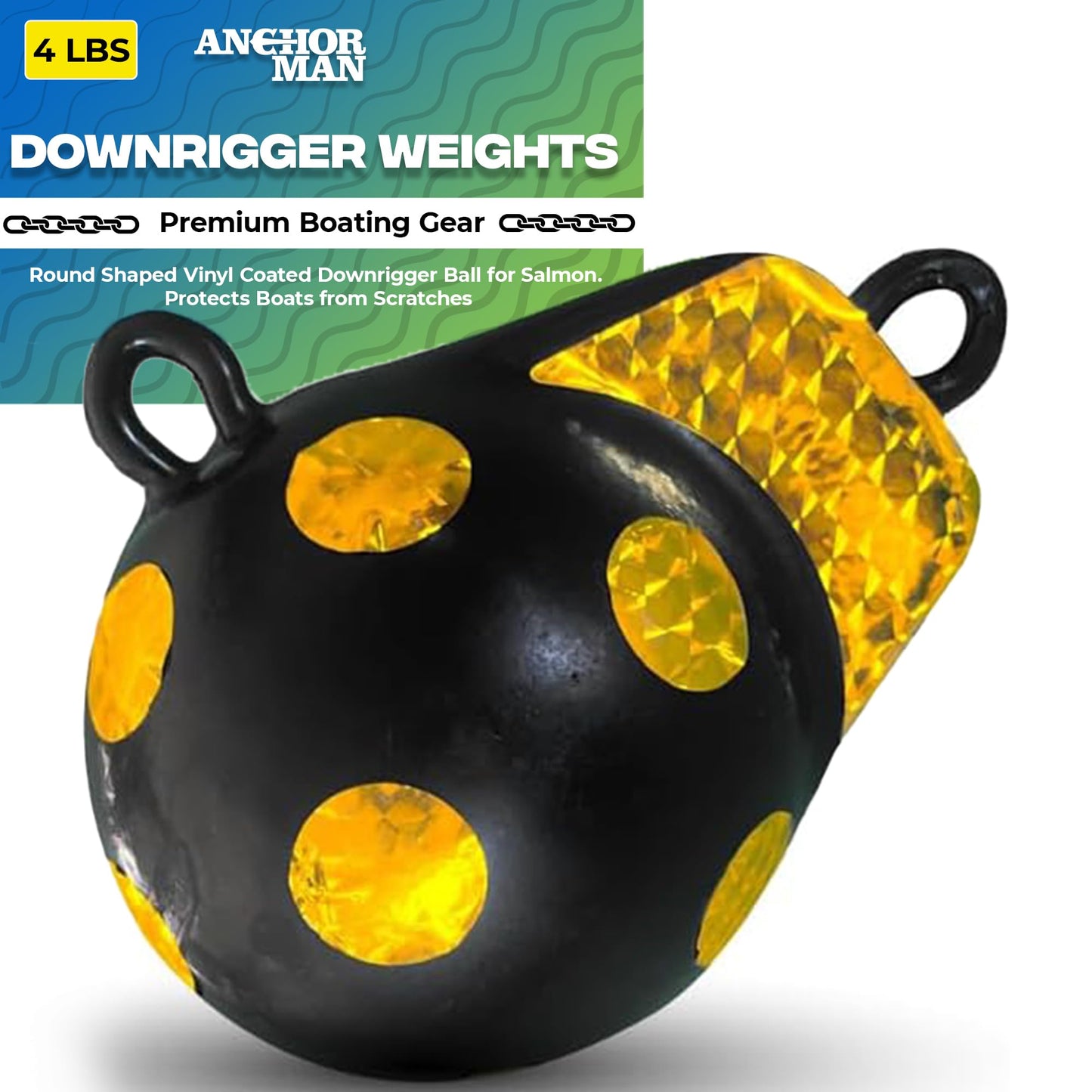 Anchor-Man Downrigger Weights, Vinyl Coated Downrigger Ball for Fishing Boats, Stable Keel Precision Control & Attracts Fish Easy Retrieval