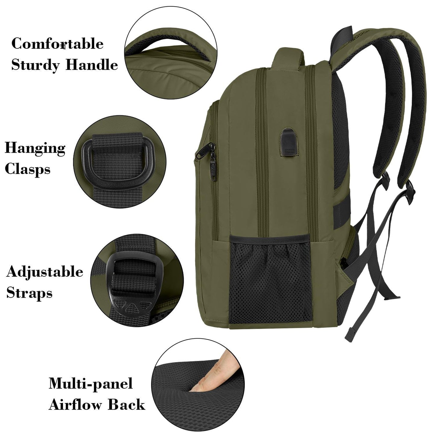 MATEIN Travel Laptop Backpack, Business Anti Theft Slim Sturdy Laptops Backpack with USB Charging Port, Water Resistant College School Computer Bag Gift for Men & Women Fits 15.6 Inch Notebook, Grey