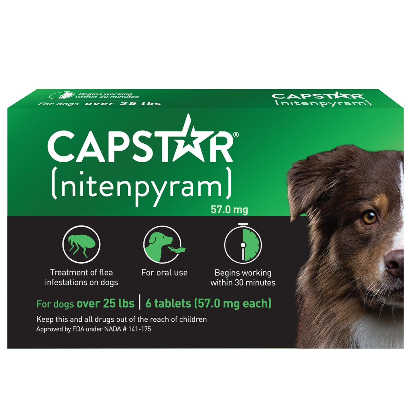 CAPSTAR Oral Flea Treatment for Dogs, Fast Acting Tablets Start Killing Fleas in 30 Minutes, Medium & Large Dogs (Over 25 lbs), 6 Doses