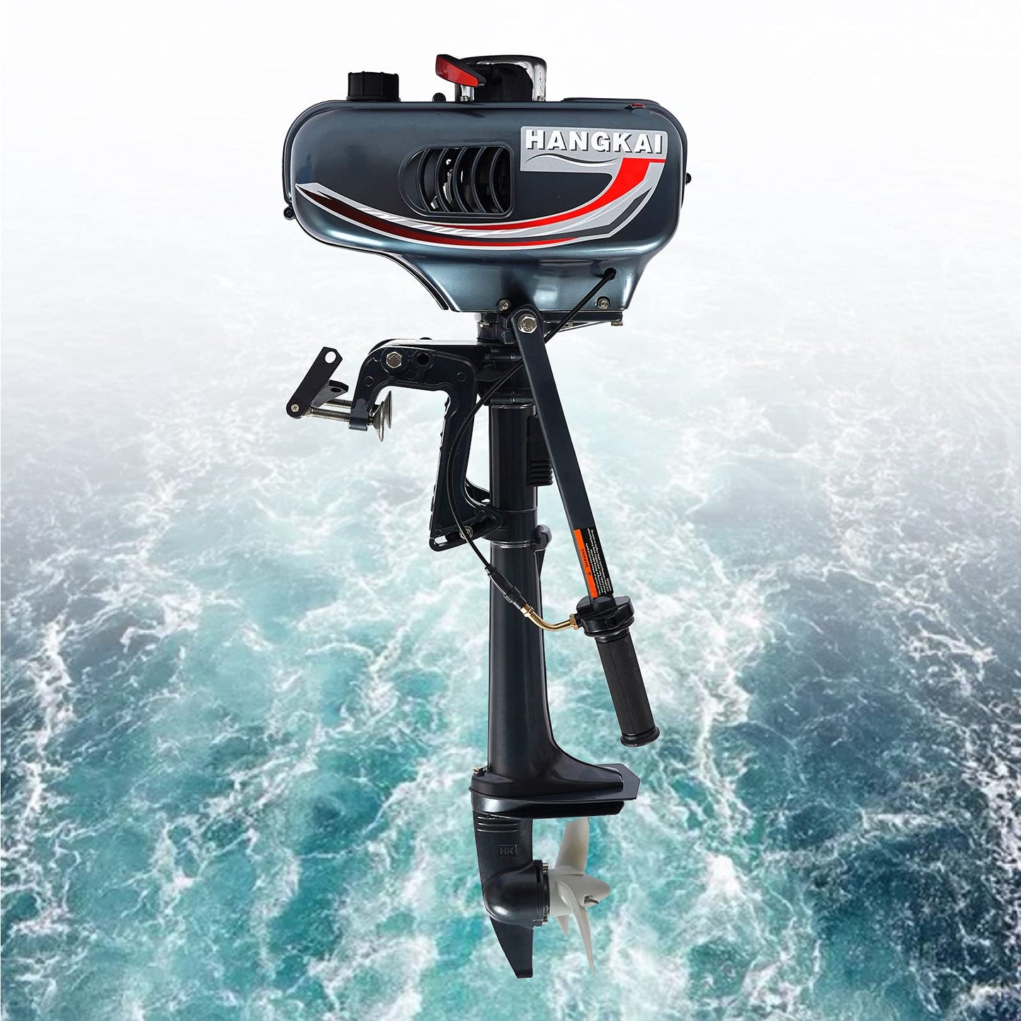 Outboard Motor Boat Engine, 2 Stroke Heavy Duty Fishing Boat Engine 3.5HP Gas Trolling Motor with Water Cooling CDI System for Rubber Boats, Inflatable Boats, Sailboats
