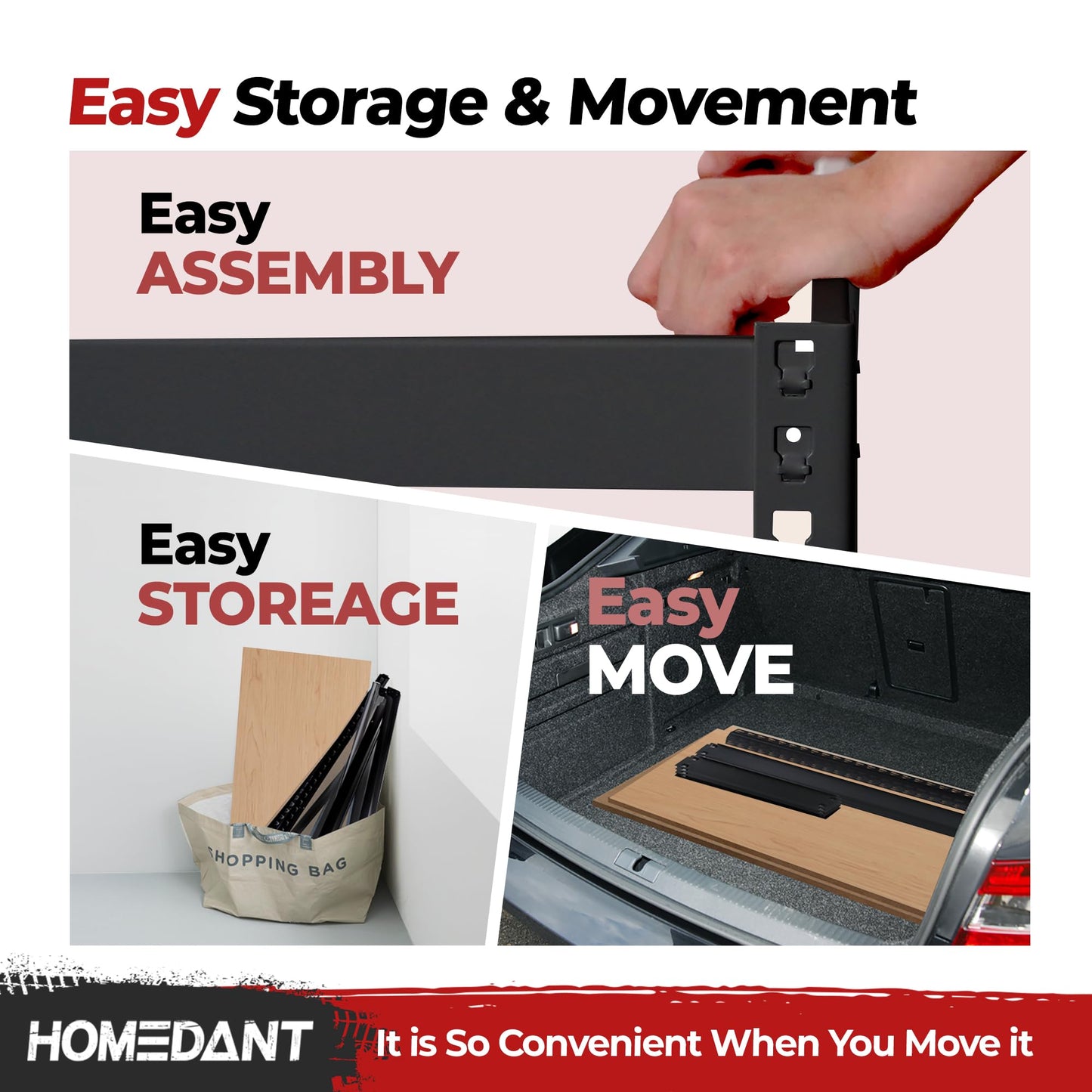 HOMEDANT 5 Tier Laminated Boltless Heavy Duty Garage Storage Adjustable Wide Size Metal Shelving Unit Utility Rack Shelves Organization Multipurpose Shelf Shed Warehouse 47.7"W x 24.1"D x 71.3"H 2Pack