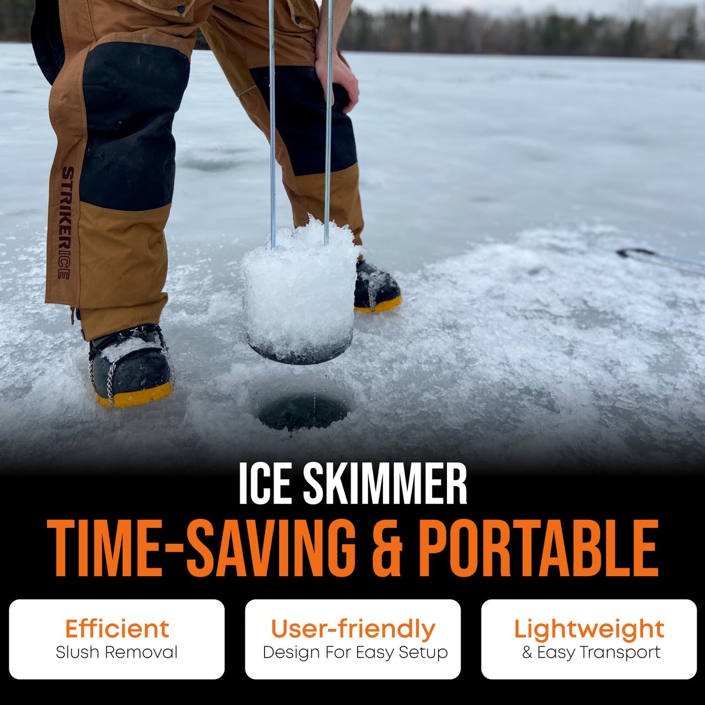 One-Shot Ice Skimmer-Pro Edition - Ice Fishing Skimmer - Ice Fishing Hole Scoop - Ice Fishing Gear & Accessories - Fishing Tool - Fishing Gear