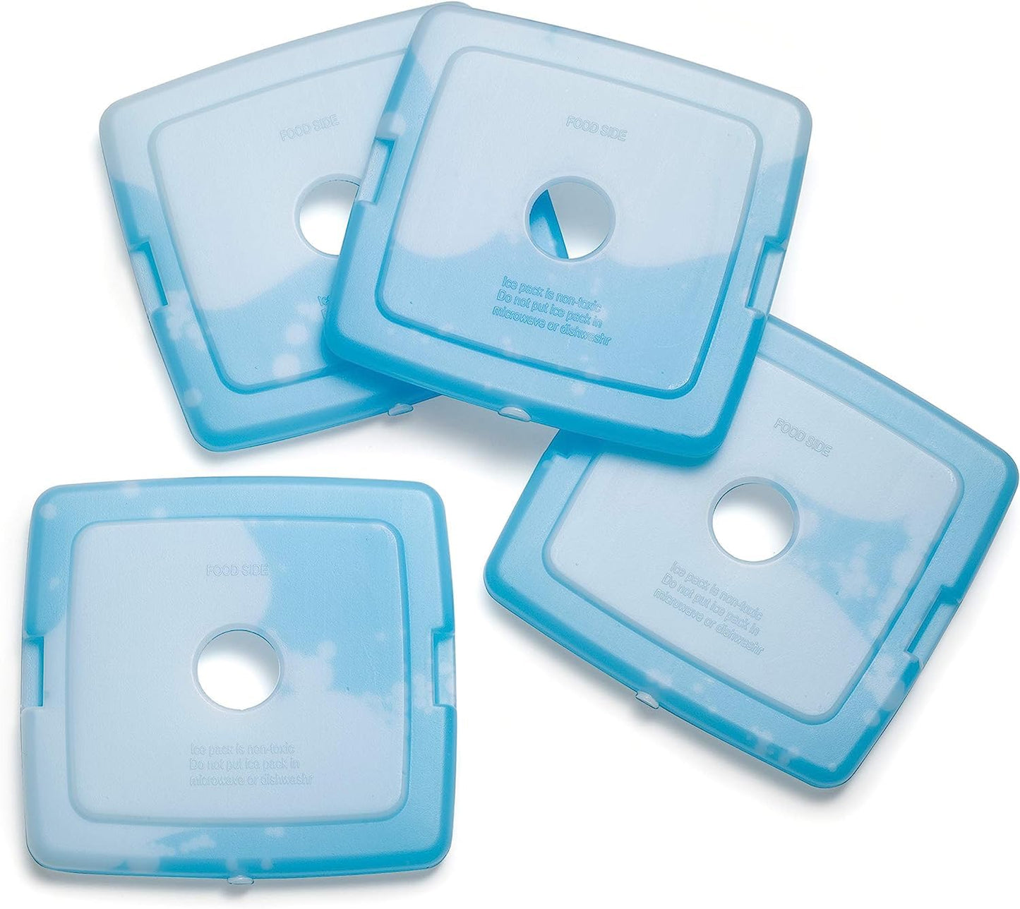 Cool Coolers by Fit & Fresh 4 Pack Slim Ice Packs, Quick Freeze Space Saving Reusable Ice Packs for Lunch Boxes or Coolers, Multi Colored