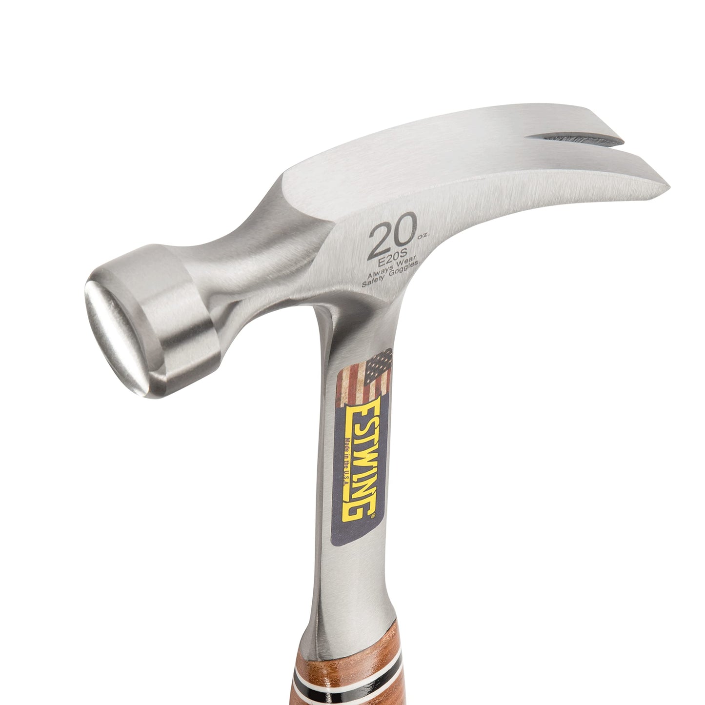 Estwing Hammer - 20 oz Straight Rip Claw with Smooth Face & Genuine Leather Grip - E20S