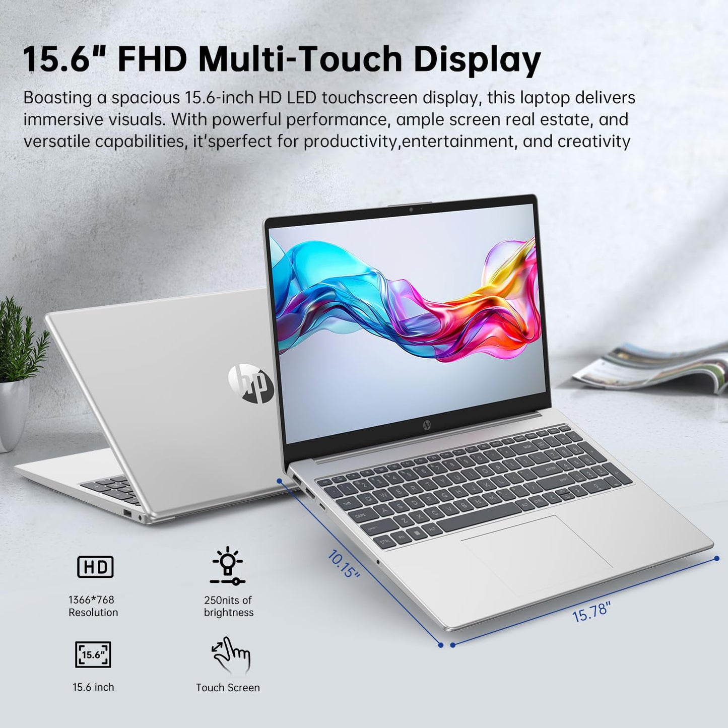 HP Laptop Computer, 15.6" Touchscreen Laptop for Business & Student,13th Gen Intel Processor (up to 4.50 GHz),32GB RAM,1TB SSD,Numeric Keypad,FP Reader,WiFi 6E,w/Accessory,Lifetime Office,Win 11 Pro