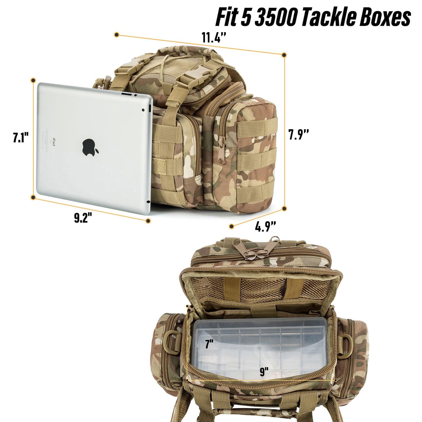 Dr.Fish Fishing Tackle Bag 5 Boxes with 60 Lures Included Loaded Stocked Tackle Box Set Spinner Lures Kit Freshwater Gear Equipment