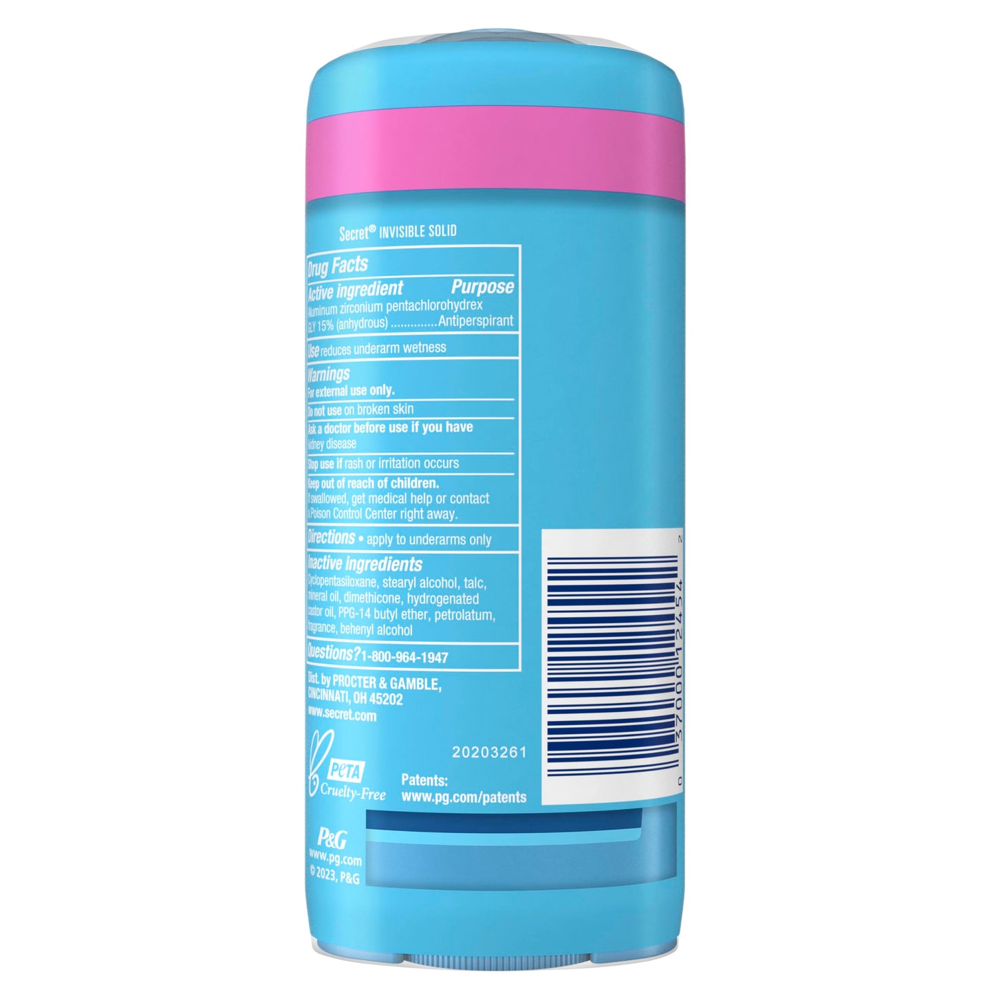 Secret Antiperspirant and Deodorant for Women, 24hr Sweat & Odor Protection, PH Balanced Protection, Gentle on Skin, Wide Solid, Powder Fresh Scent, 2.7 oz (Pack of 2)