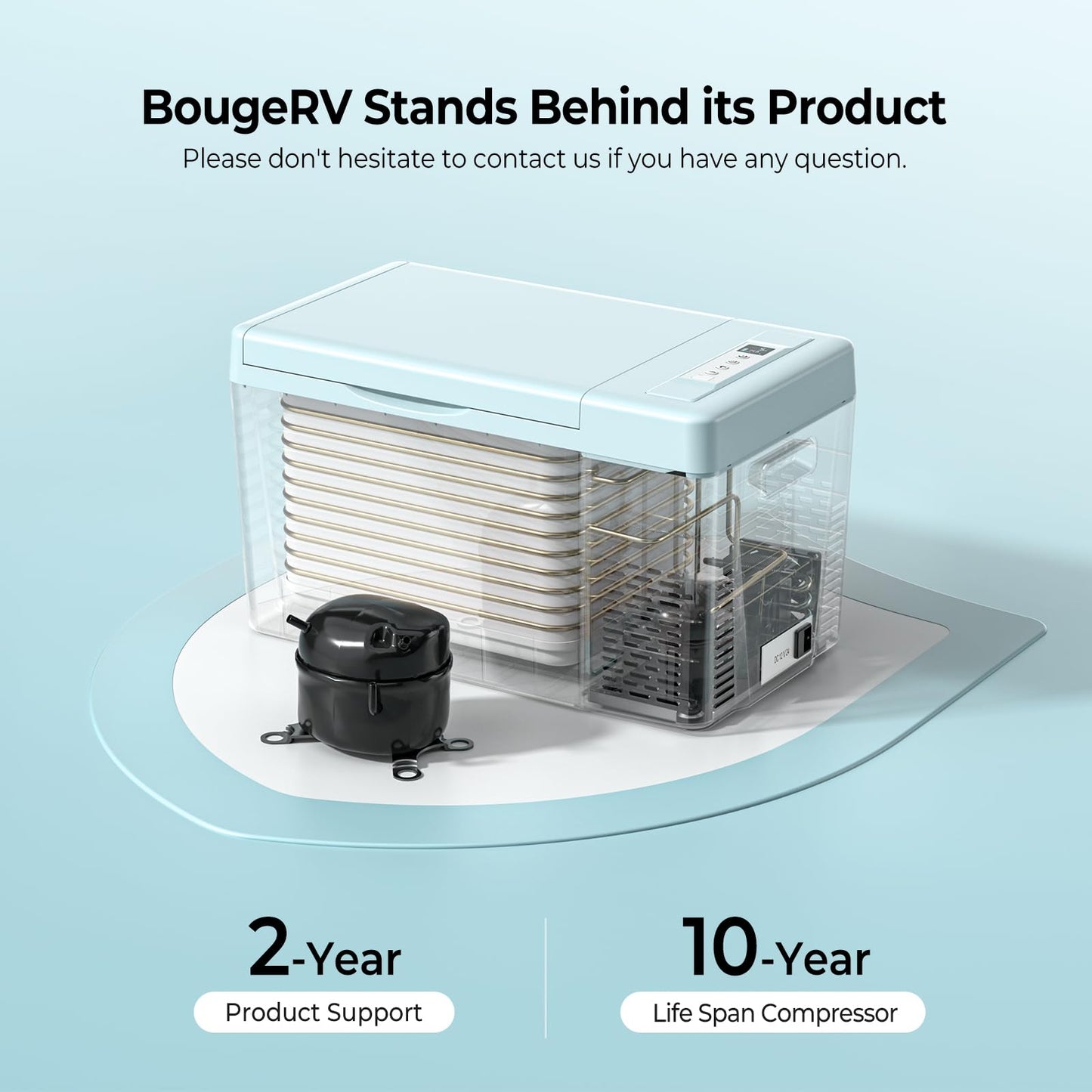 BougeRV 12 Volt Refrigerator 12V Car Fridge 23 Quart Portable Freezer Compressor Cooler 12/24V DC 110~240 Volt AC for Truck Van RV Camper SUV Travel Camping Road Trips Tailgating -7℉~50℉