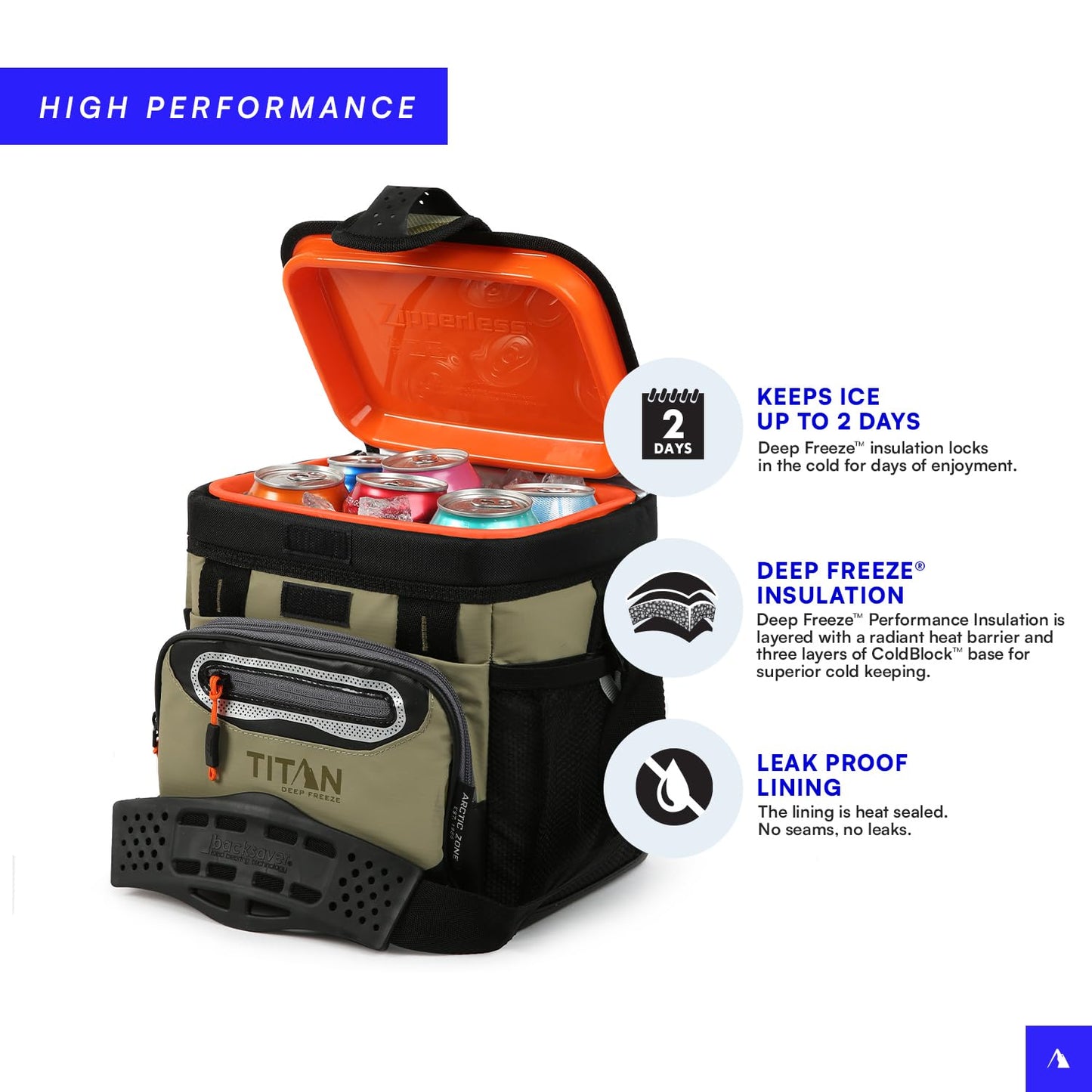 Titan Deep Freeze Cooler Zipperless Hardbody Cooler - Deep Freeze Insulation, HardBody Liner, and SmartShelf
