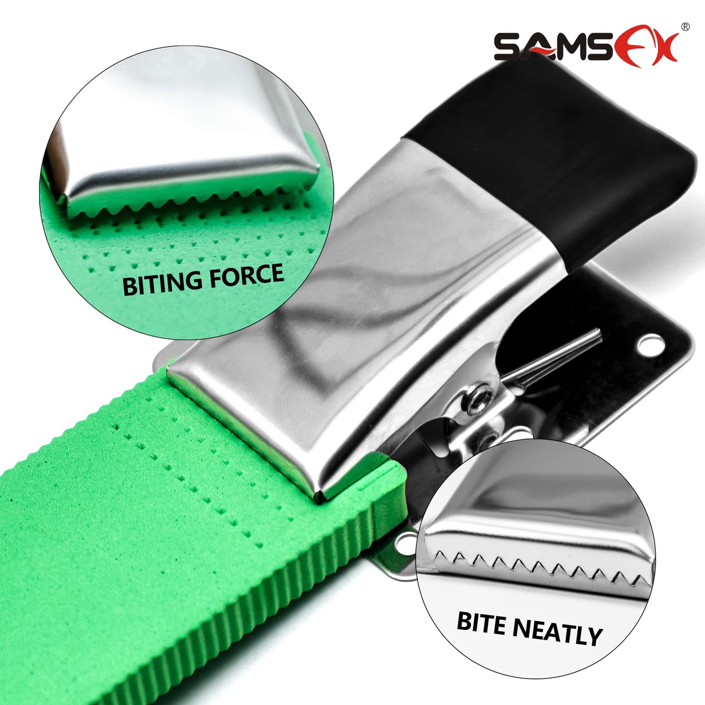 SAMSFX Fish Cleaning Board Tools Fillet Clamp w/Screws Deep-Jaw Fish Tail Clip Board for Scaling Table Bait (Fish Clamps with Black Grip)