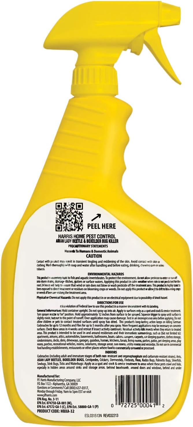 Harris Asian Lady Beetle and Box Elder Killer, Liquid Spray with Odorless and Non-Staining Extended Residual Kill Formula (32oz)