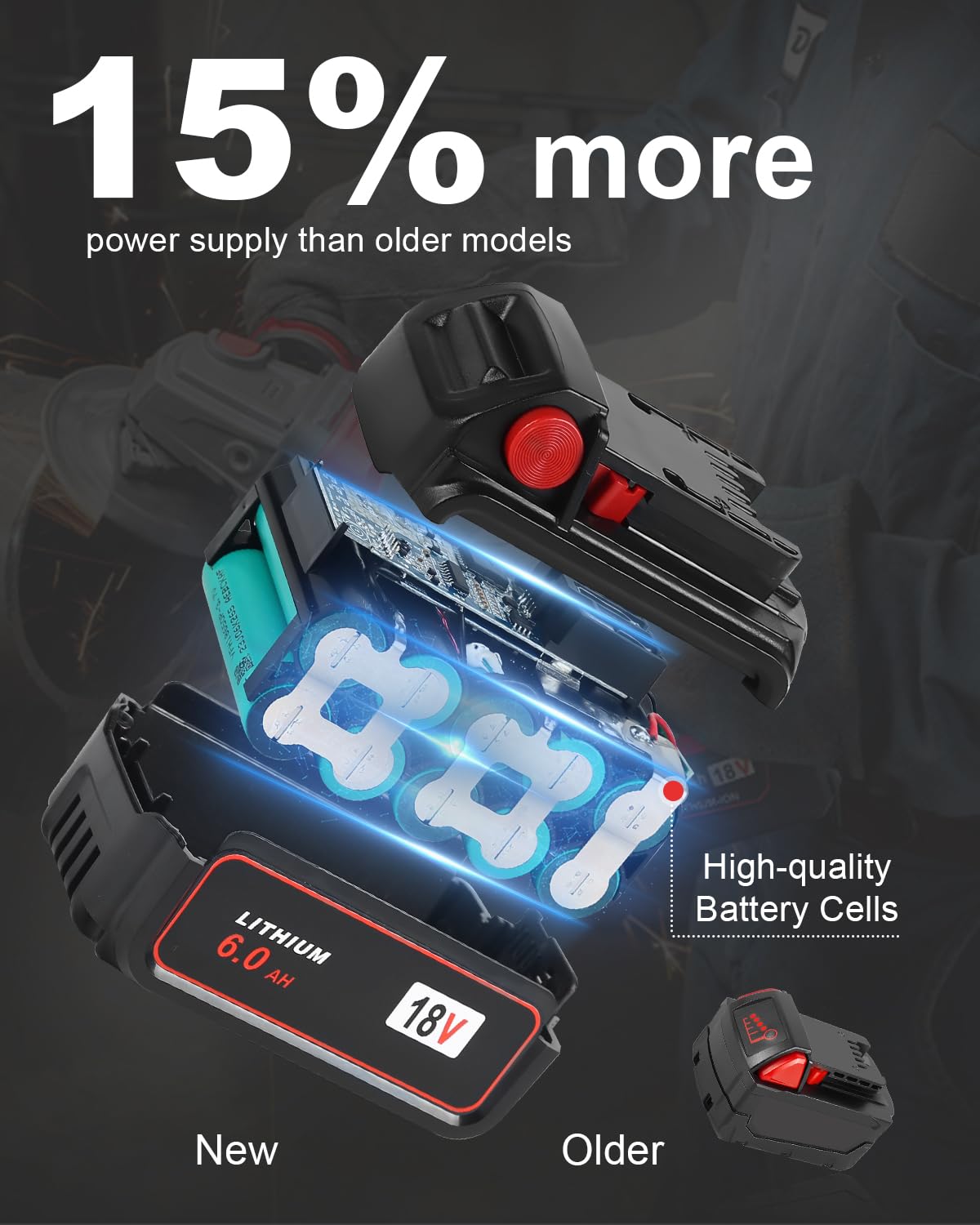 6packs 6.0Ah Replacement Battery Compatible with Milwaukee M -18 18v 6000mAh