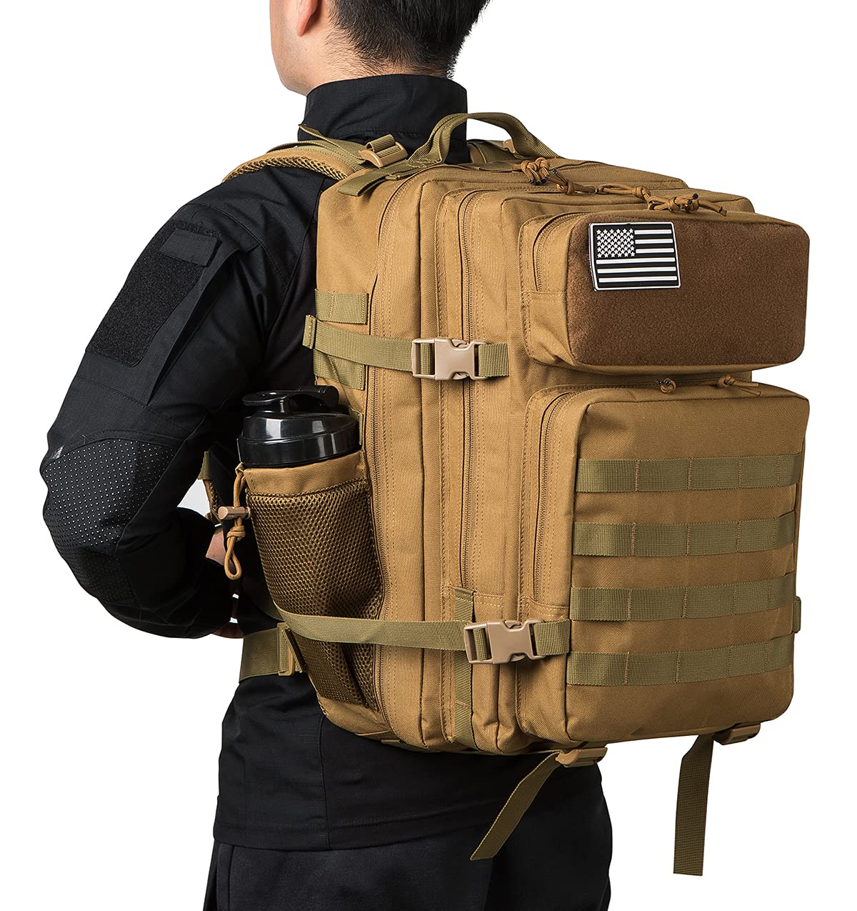 QT&QY 25L/35L/45L Military Tactical Backpack For Men Molle Daypack 3 Day Bug Out Bag Hiking Rucksack With Bottle Holder