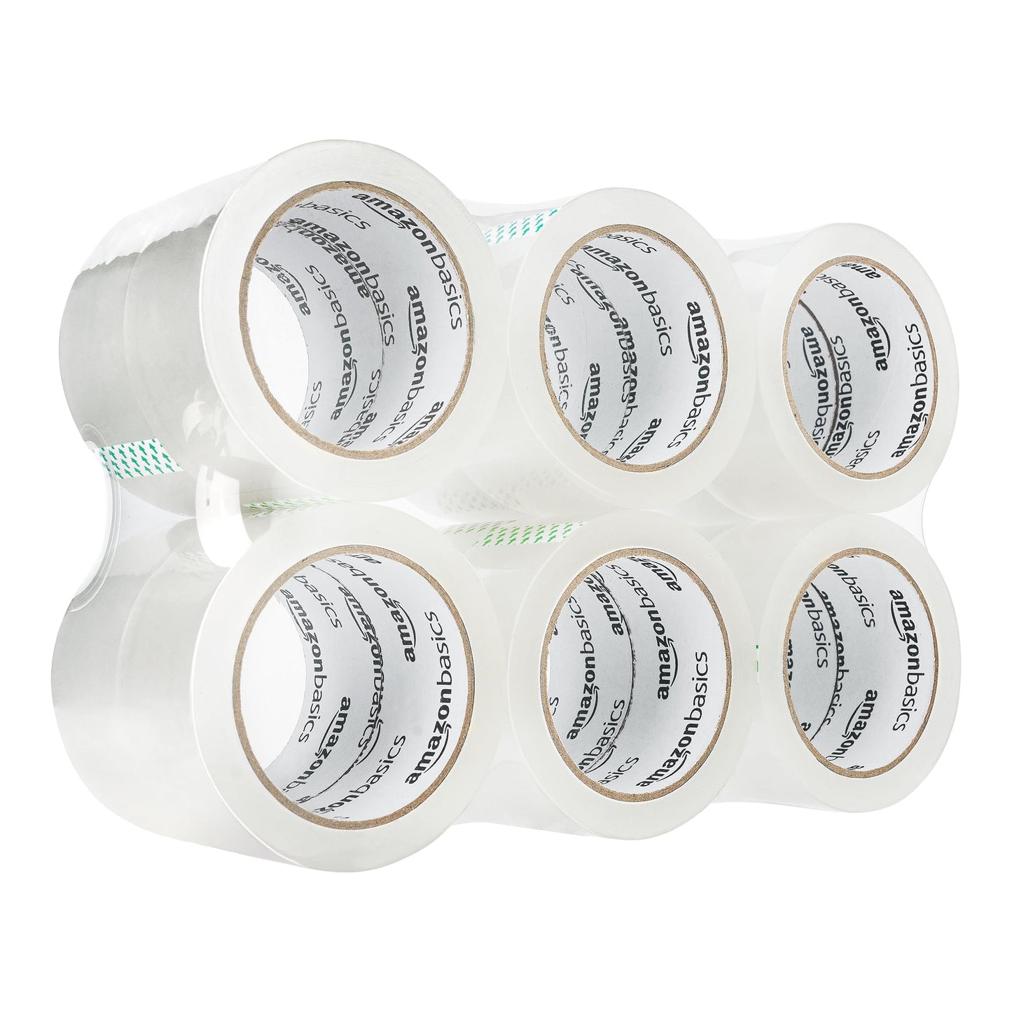Amazon Basics Strong Plastic Adhesive Packaging Tape for Shipping, Moving and Storage, Clear, Low Odor, 1.88 in x 54.6 yds, 12-Pack
