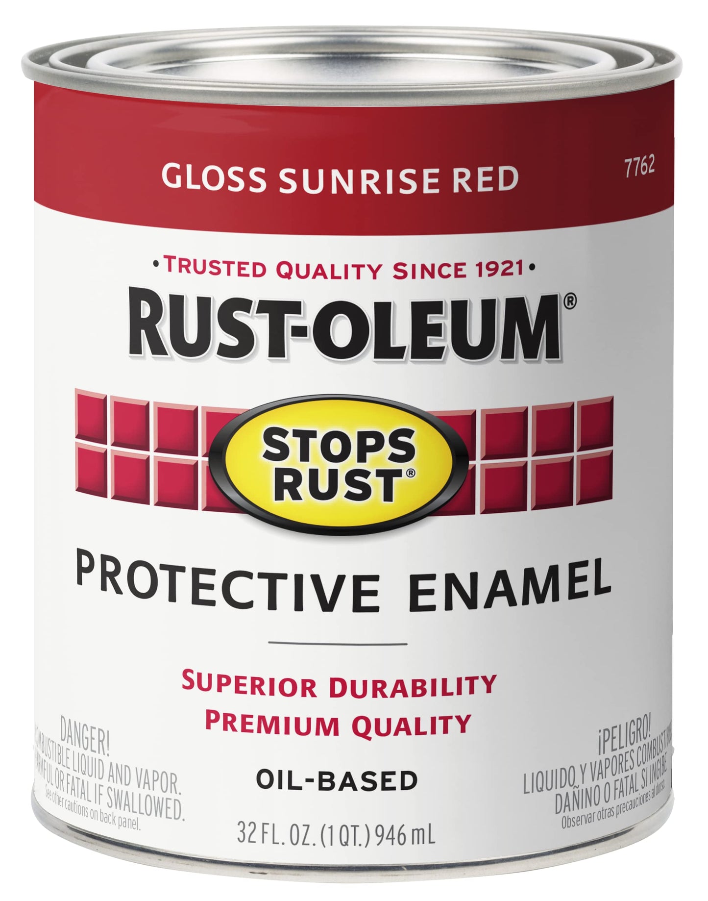 Rust-Oleum 7779502 Stops Rust Brush On Paint, Quart, Gloss Black, 32 Fl Oz (Pack of 1)