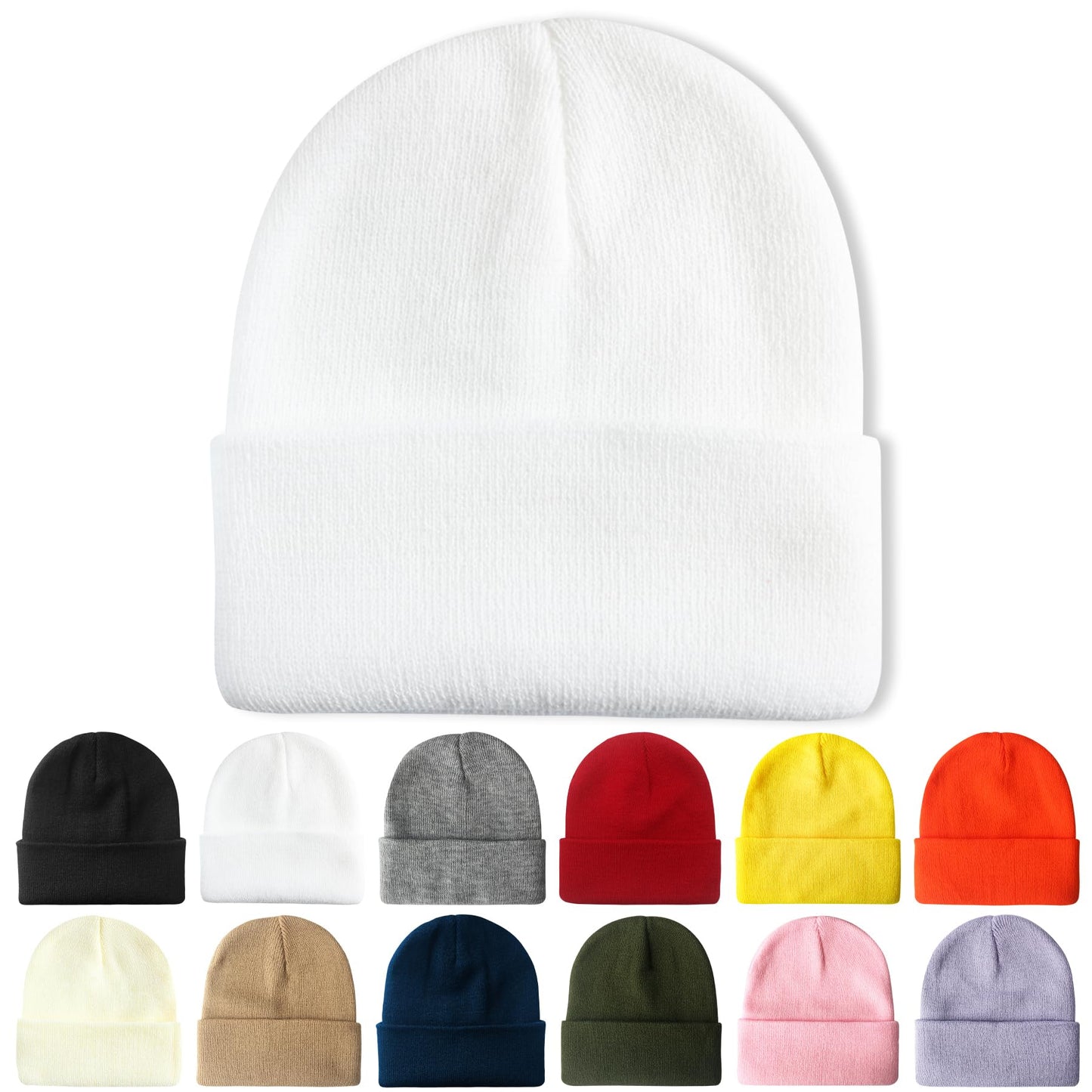 PFFY Beanie for Men Women Unisex Knit Cuffed Plain Winter Beanies Hats Skull Cap