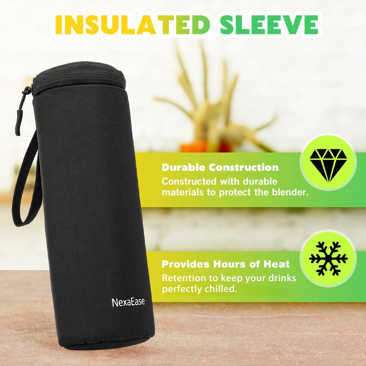 Portable Blender with Insulated Carrying Case & Recipe Book for Shakes and Smoothies, 24 OZ Personal Juicer Electric Protein Shaker Bottle, Mini Small Blender Cup with USB-C Rechargeable, Travel Lid
