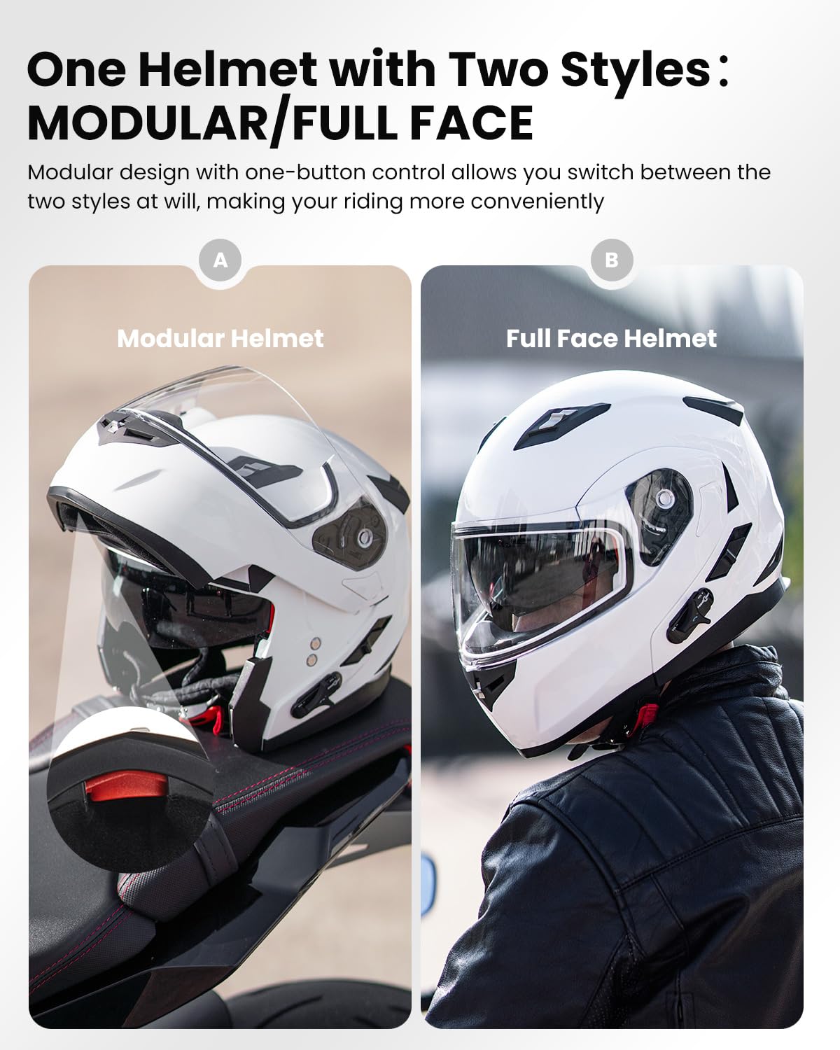 ILM Bluetooth Integrated Modular Flip up Full Face Motorcycle Helmet Sun Shield Mp3 Intercom Model 953/953 PRO