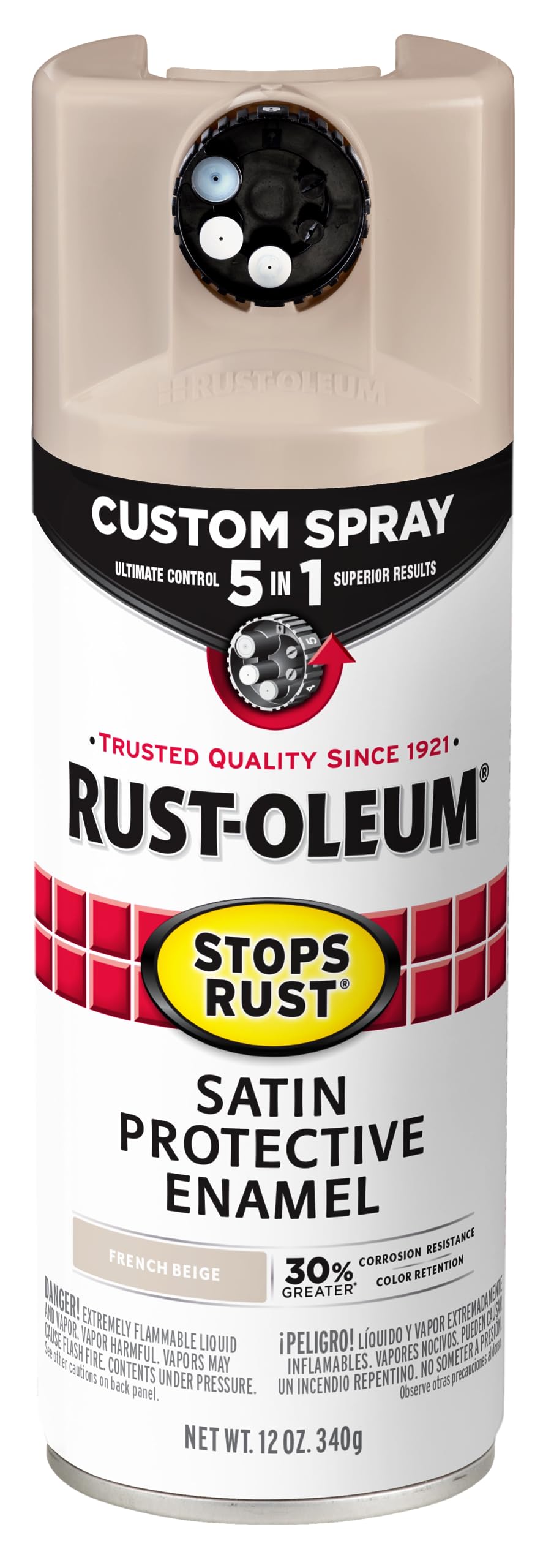 Rust-Oleum 376892 Stops Rust Custom Spray 5-in-1 Spray Paint, 12 oz, Gloss Leather Brown