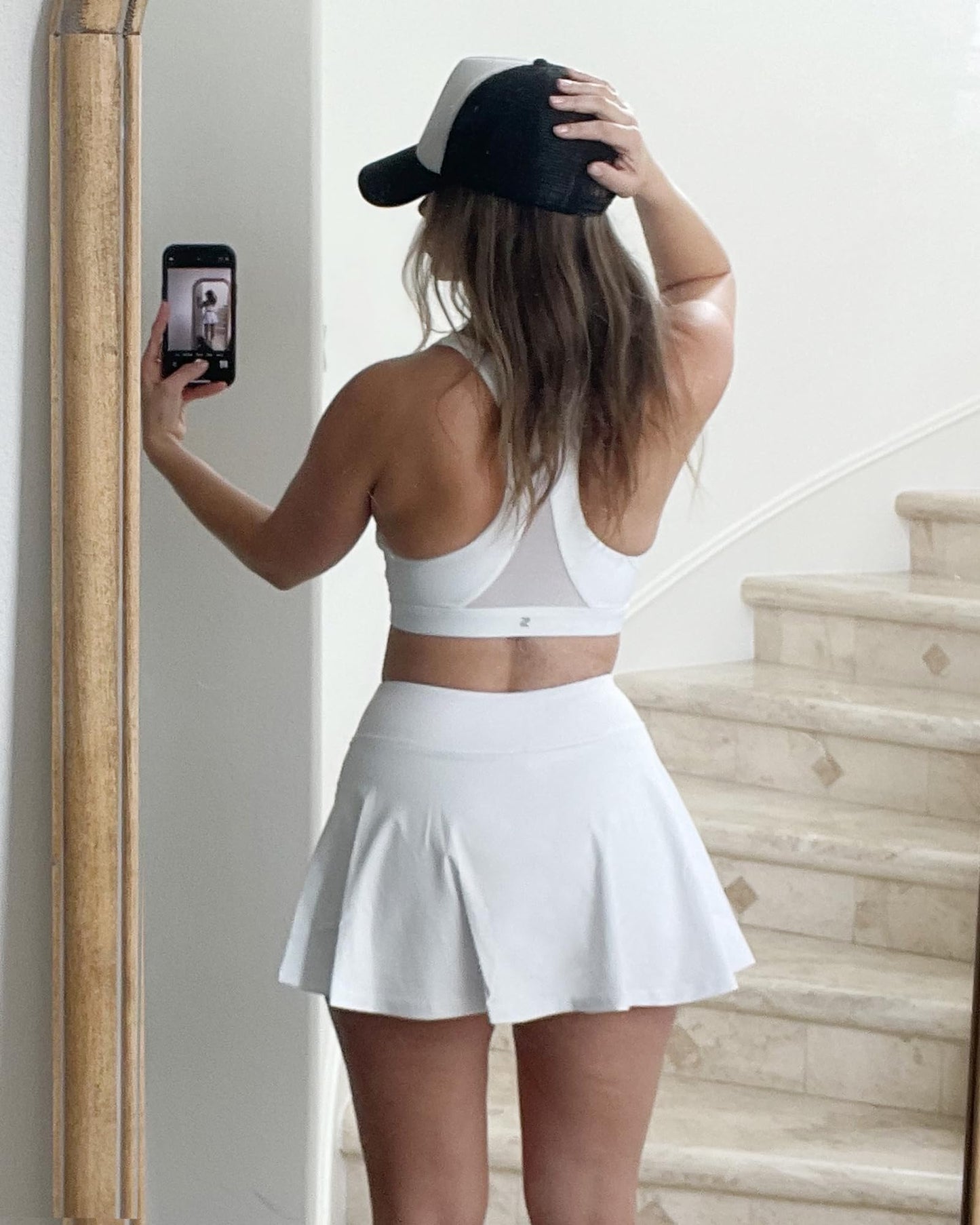 Stelle Women Tennis Golf Skirts High Waisted with Inner Shorts for Athletic Workout Sports Skorts Running Pickleball (WT, S) White