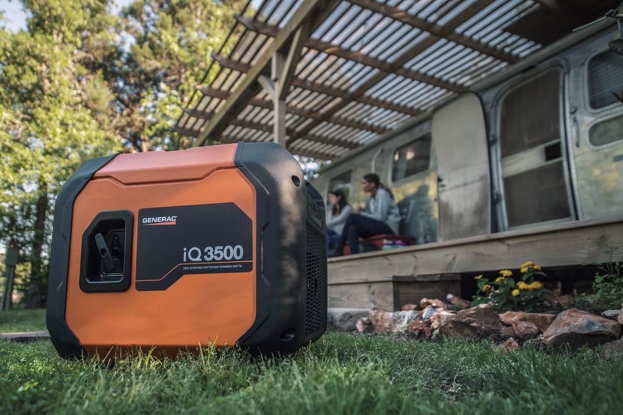 Generac 3,300-Watt Gas-Powered Portable Inverter Generator - Lightweight Design - USB Ports for Mobile Device Charging - COsense Technology - Perfect for Home use - Orange/Black