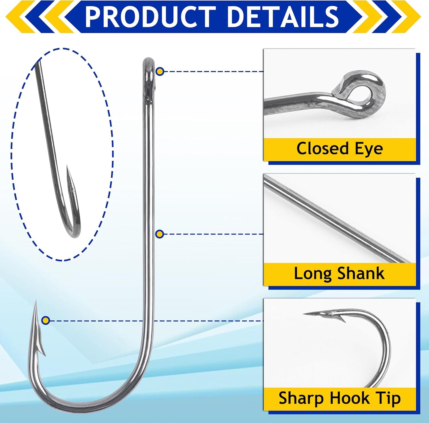 Crappie Hooks Aberdeen Fishing Hooks Kit Long Shank Light Wire Offset High Carbon Steel Fishing Tackle for Sunfish Bass Crappie Walleye Trout Panfish Freshwater 150pcs/Box