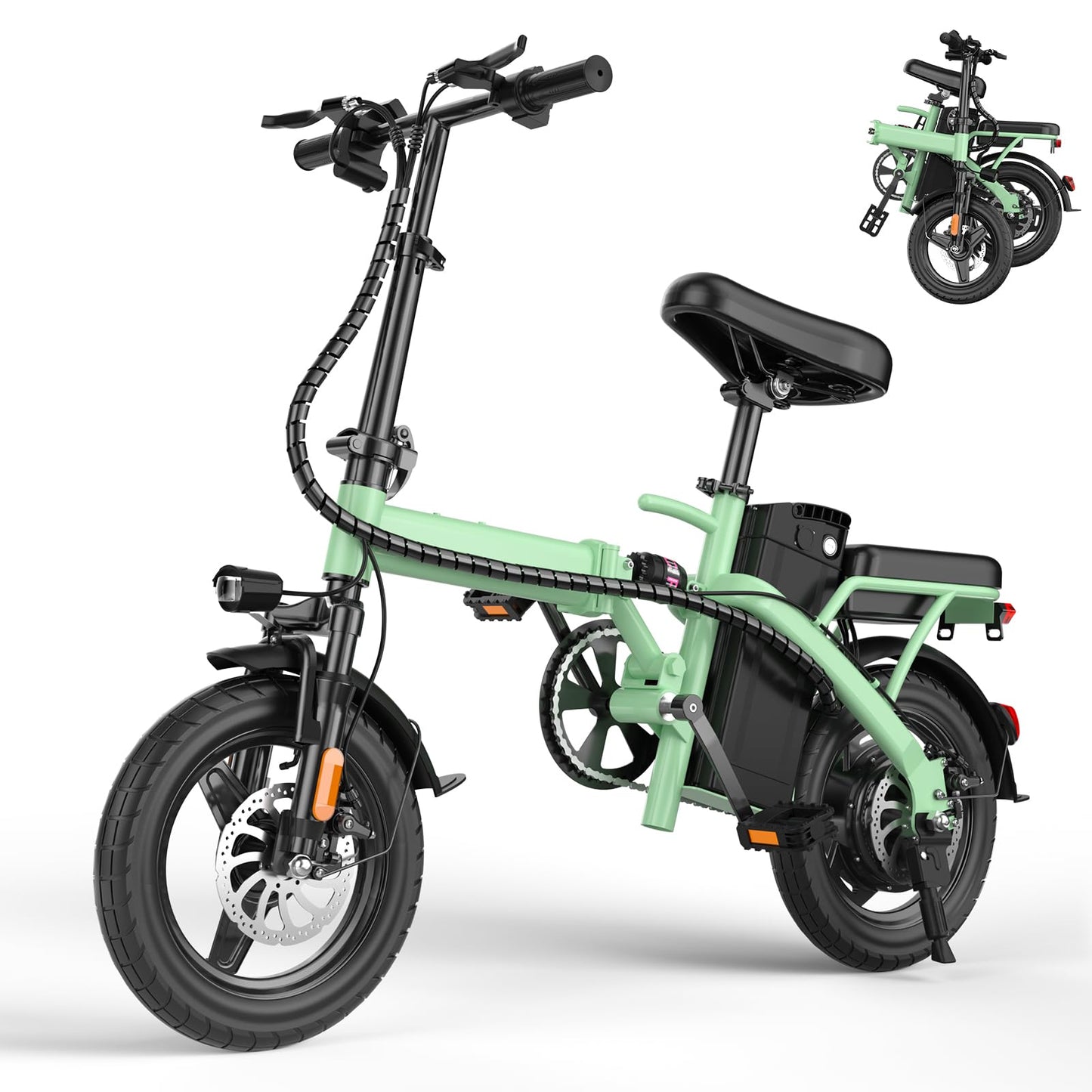 E14 Electric Bike for Adults 500W Motor, Folding Ebike 14" Adults Electric Bicycles, 48V 13Ah Removable Battery UL 2849 Certified, 25 Miles PAS Range