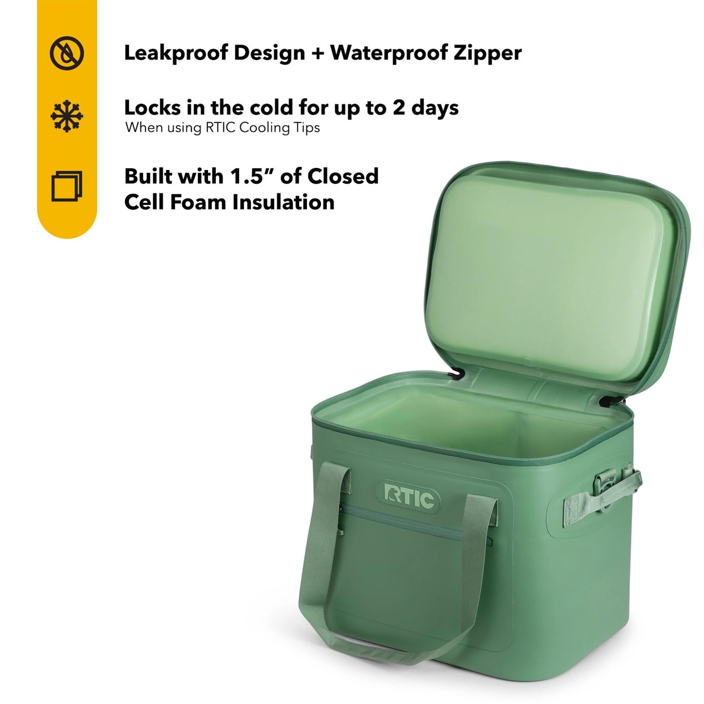 RTIC Ultra-Tough Soft Cooler 30 Can, Insulated Bag Portable Ice Chest Box for Lunch, Beach, Drink, Beverage, Travel, Camping, Picnic, Car, Trips, Floating Cooler Leak-Proof with Zipper