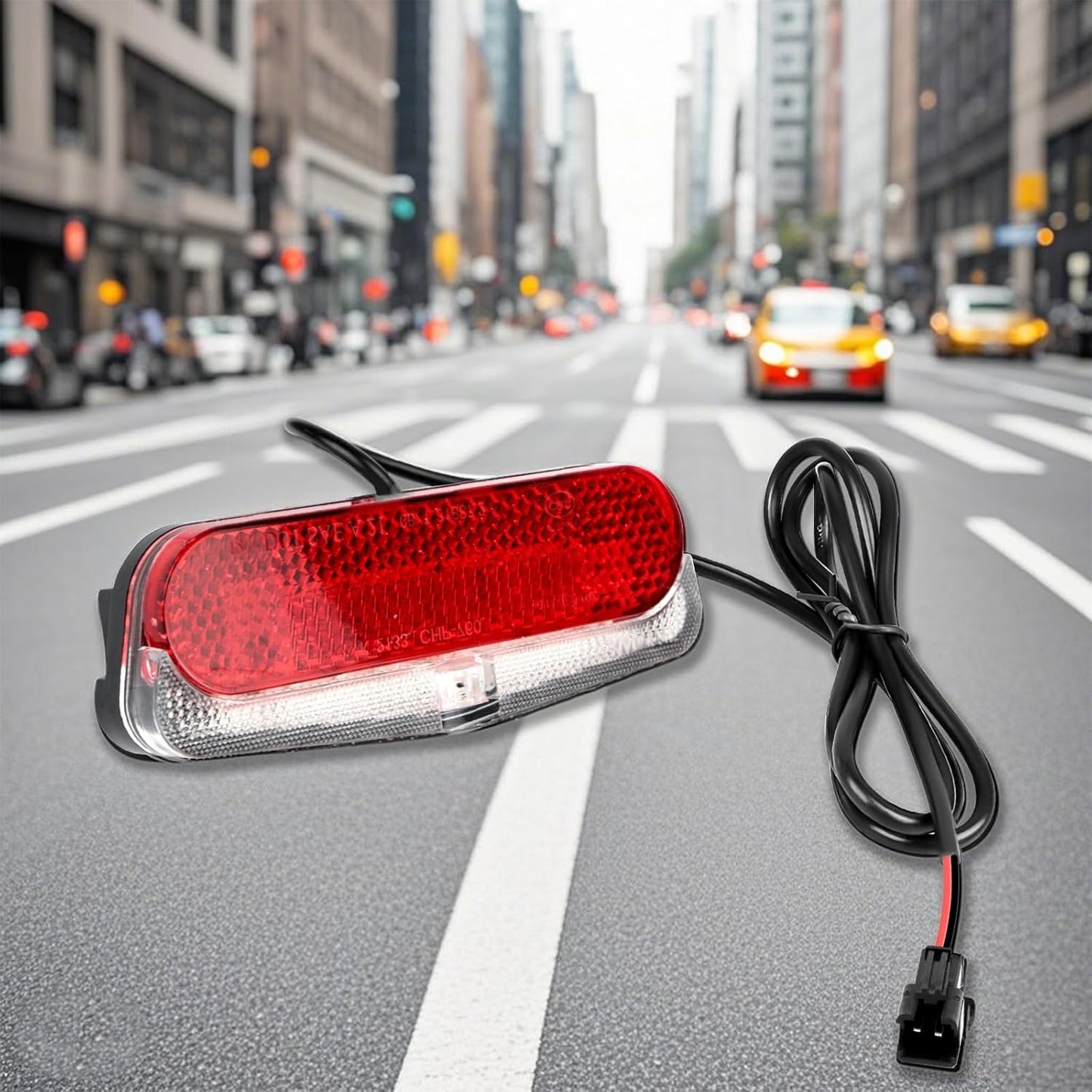 Ebike Rear Tail Light,6V-60V LED Warning Light High Brightness Tail Brake Light with Waterproof SM Connector&38.3" Cable Length Electric Bike Accessories for BAFANG Mid Motor and hub Motor