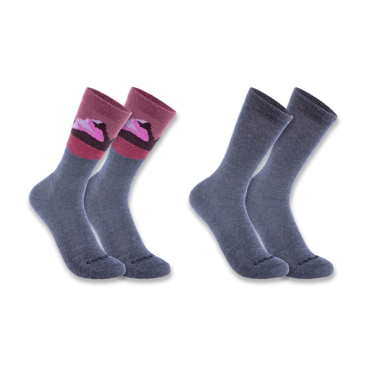 Carhartt Women's Midweight Synthetic-Wool Blend Mountain Crew Sock 2 Pack