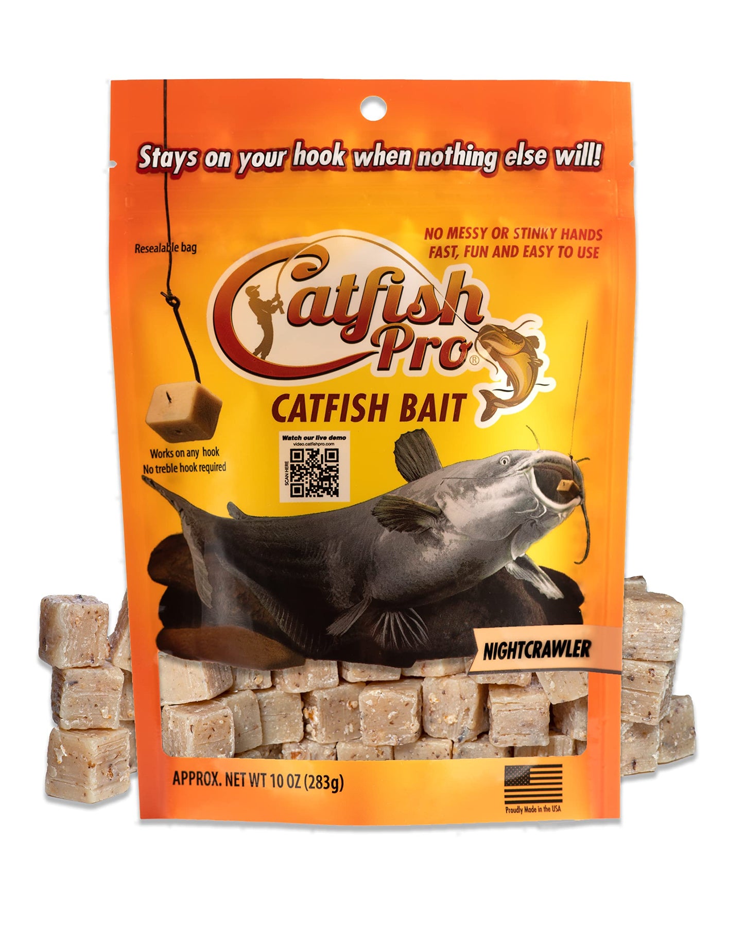 Catfish Pro Catfish Bait - 10oz Bag with 80pcs | Irresistible Scent for Catfish | Mess-Free, Stays On Your Hook When Nothing Else Will | Great for Rod, Reel, Trotline, Jugs & Yoyos Fishing