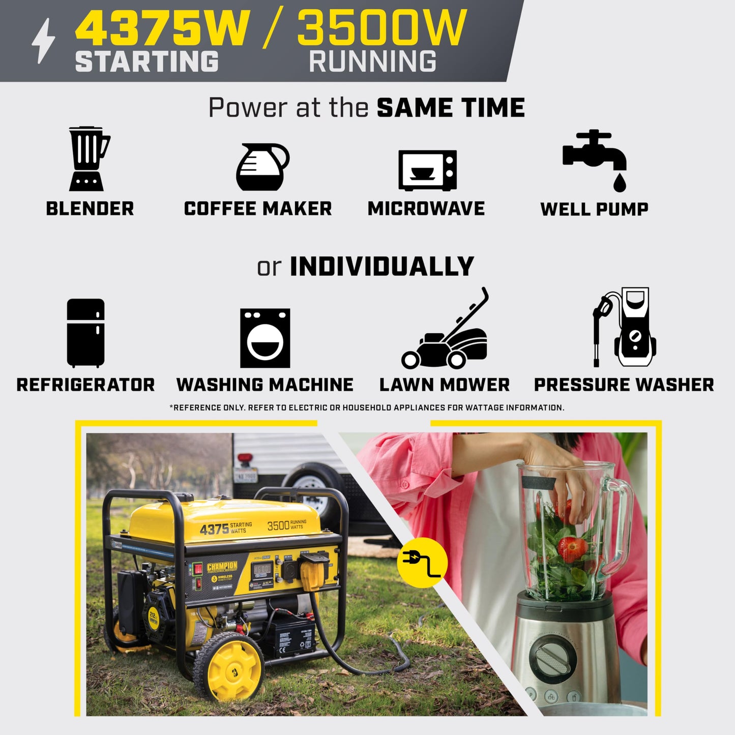 Champion Power Equipment 4375-Watt RV Ready Portable Generator with CO Shield
