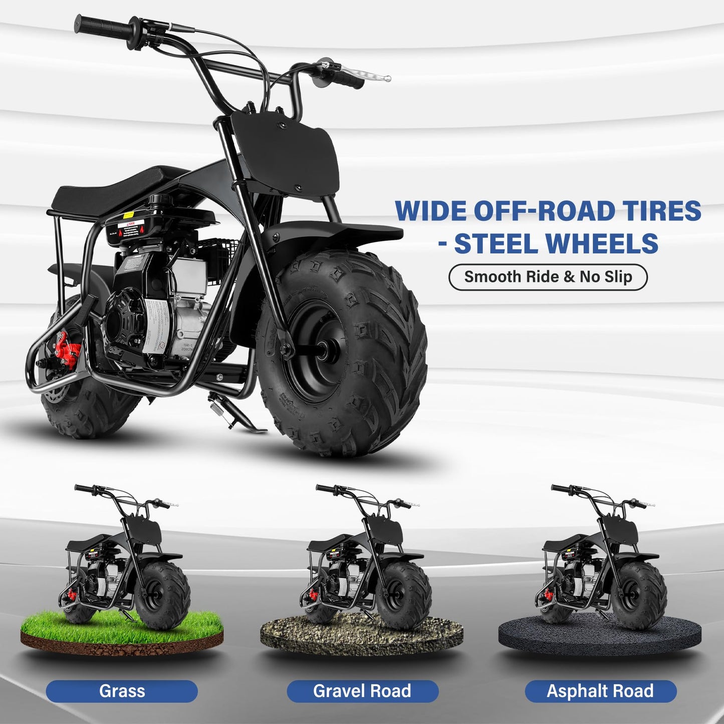 Oryxearth Mini Dirt Bike for Kids, 105CC 4-Stroke Kid Gas Powered Off-Road Pocket Pit Trail Motorcycle W/EPA Approved, Up to 24 Mph Weight Support 185 LBS