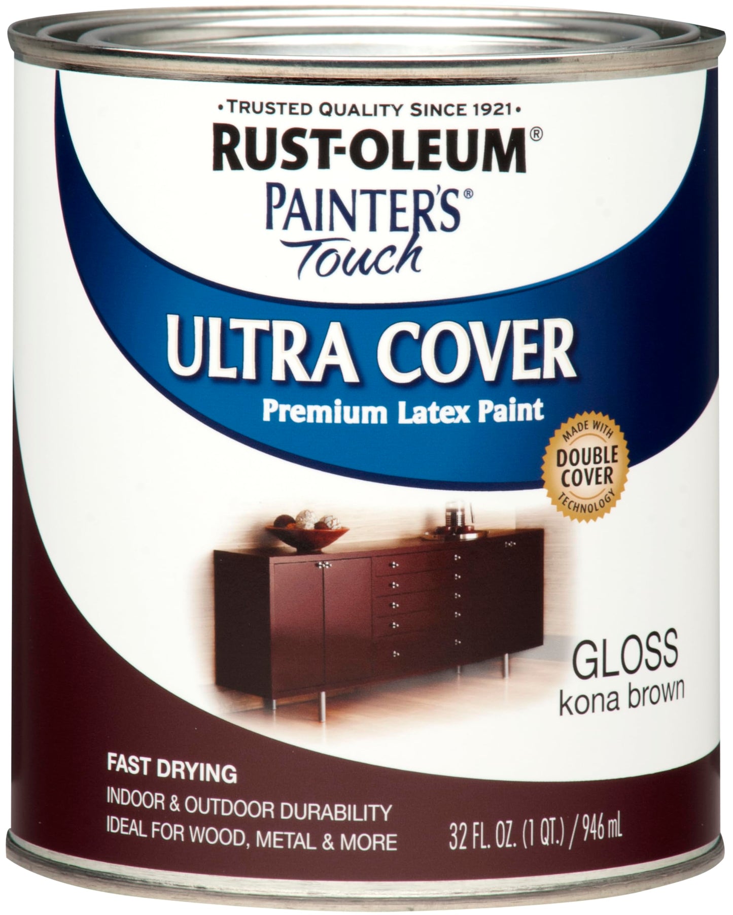 Rust-Oleum 1976502 Painter's Touch Latex Paint, Flat Black 32 Fl Oz, 1 Quarts, (Pack of 1)