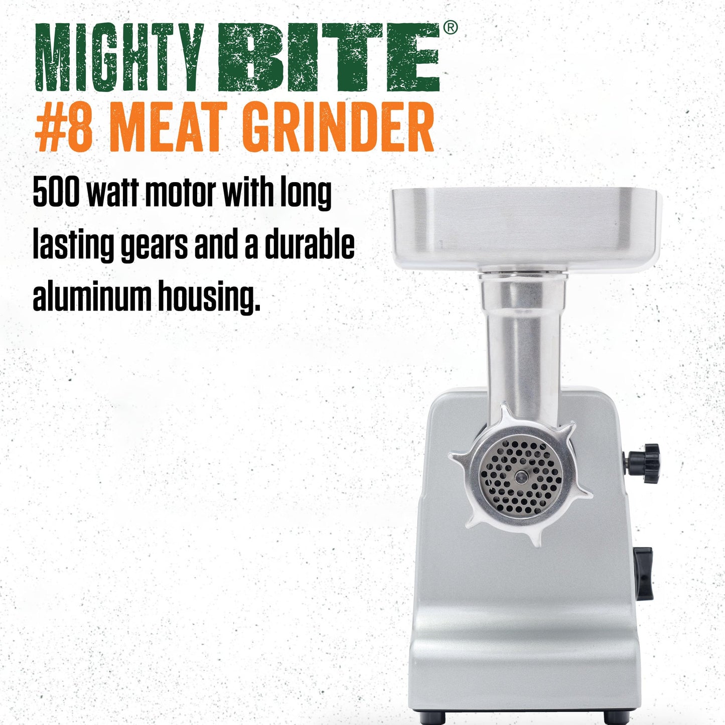 LEM Products MightyBite #8 Meat Grinder, 500 Watt Aluminum Electric Meat Grinder Machine, Ideal for Regular Use